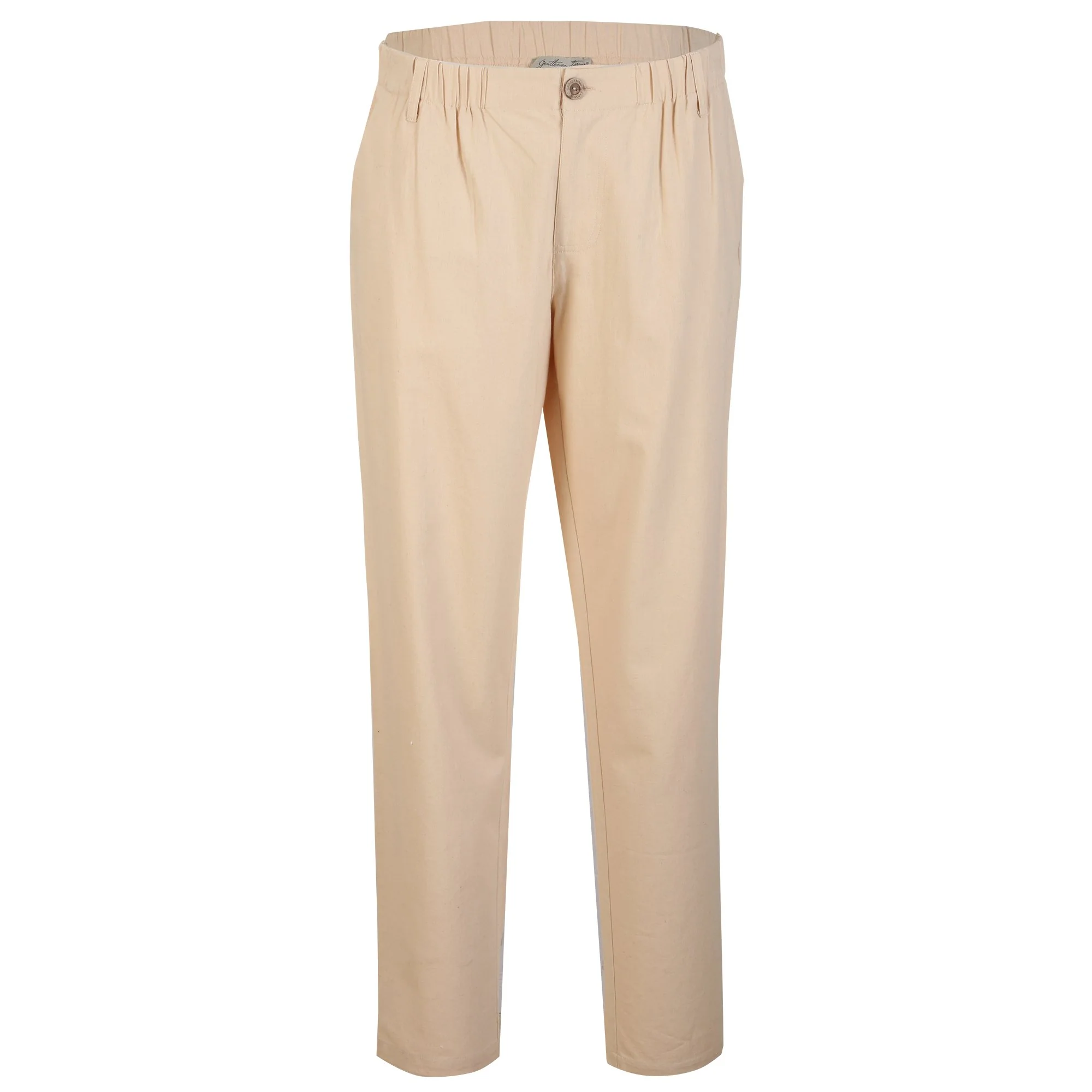Pantalon à broderie lin et coton  - Beige