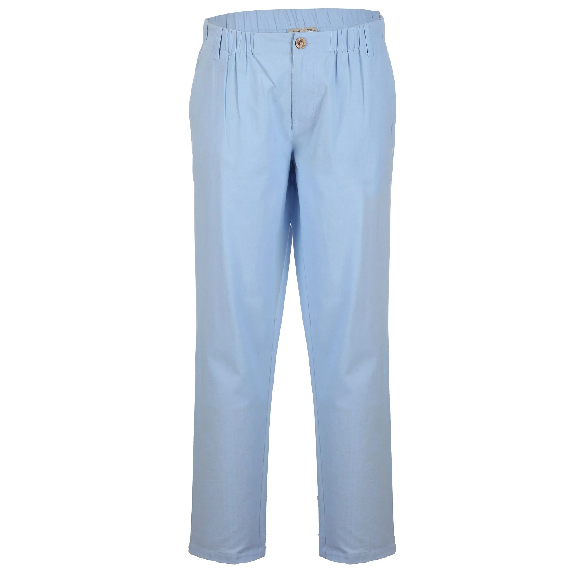 Pantalon à broderie lin et coton  - Bleu