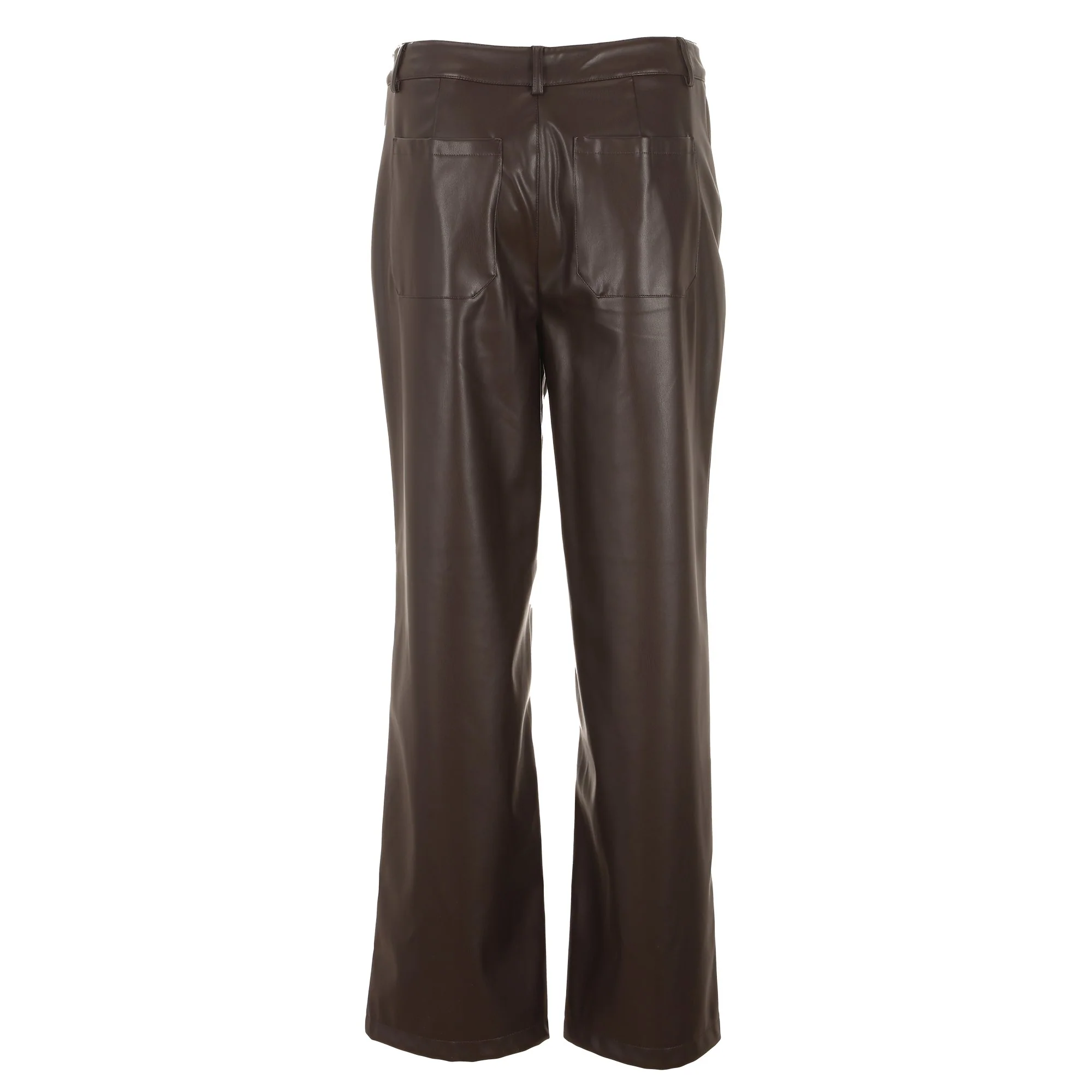 Pantalon en similicuir - Marron - Image 4