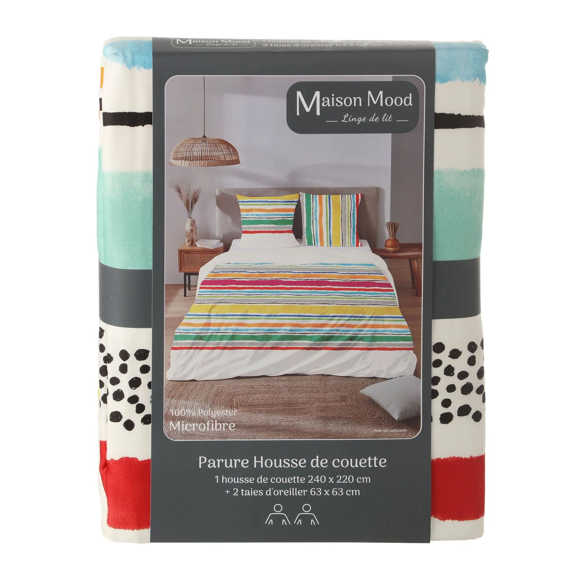 Parure housse de couette 240x220 cm polyester microfibre imprimé  - Vert