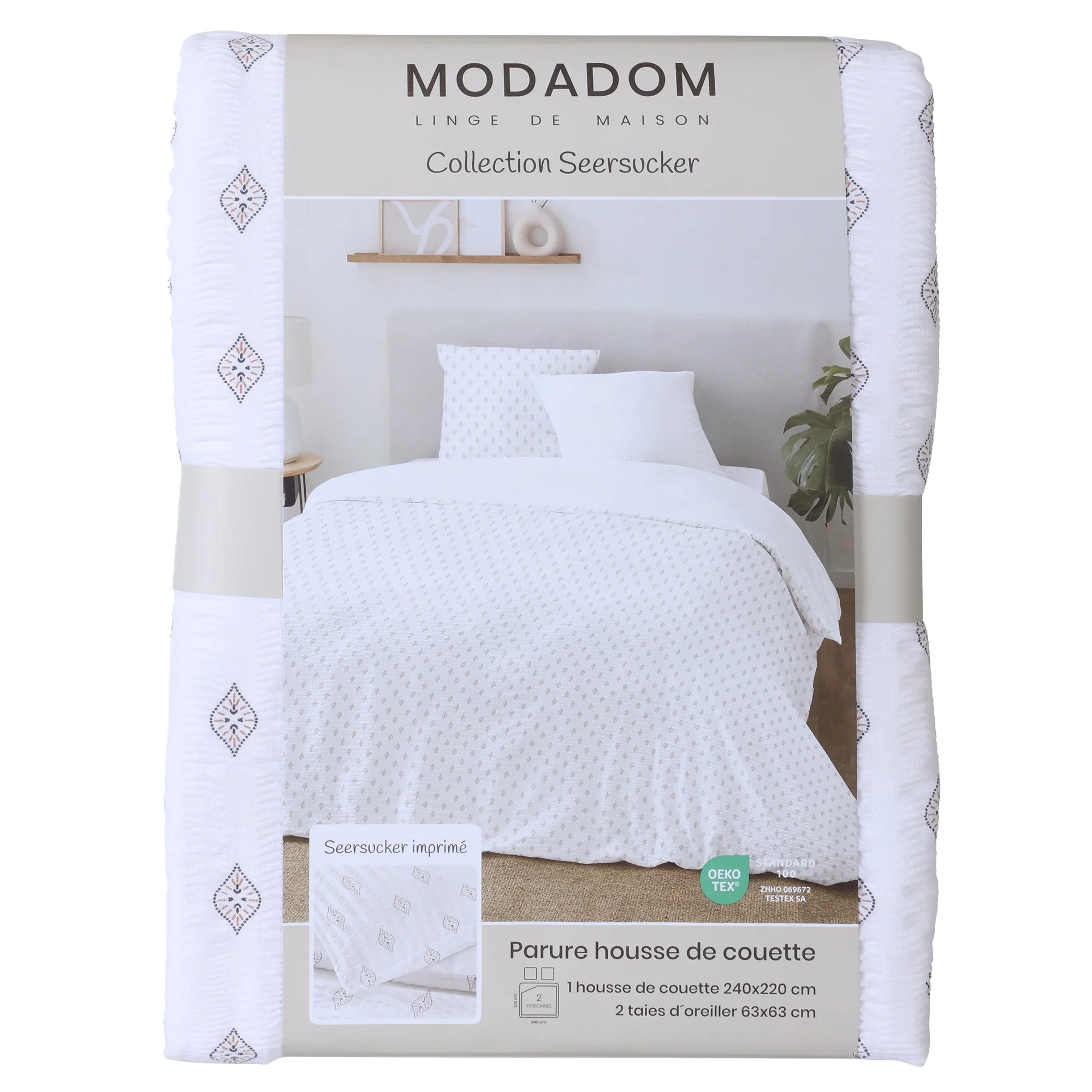 Parure housse de couette 240x220cm - Blanc - Image 4