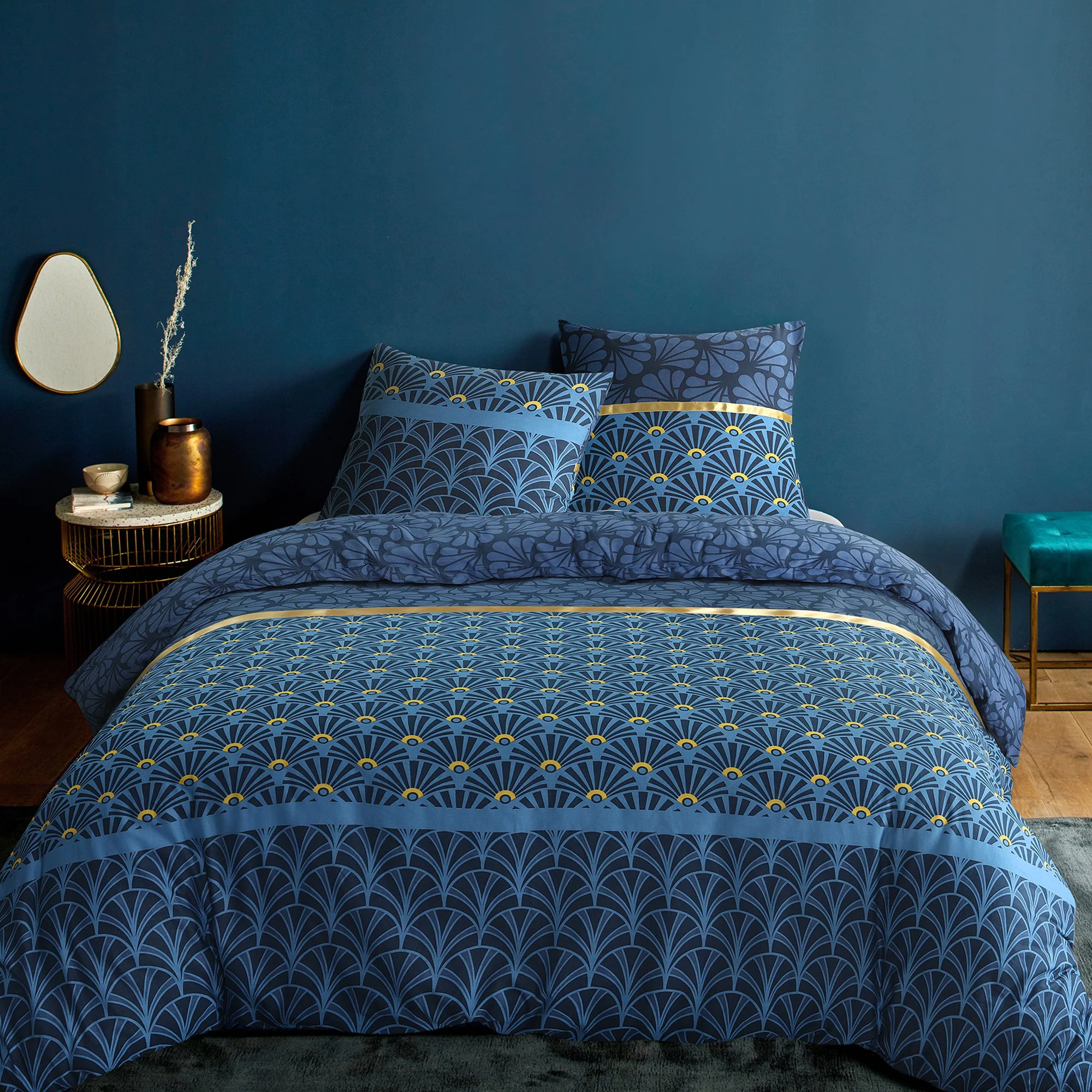 Parure housse de couette 260 x 240 cm et 2 taies d'oreiller - Bleu - Image 2