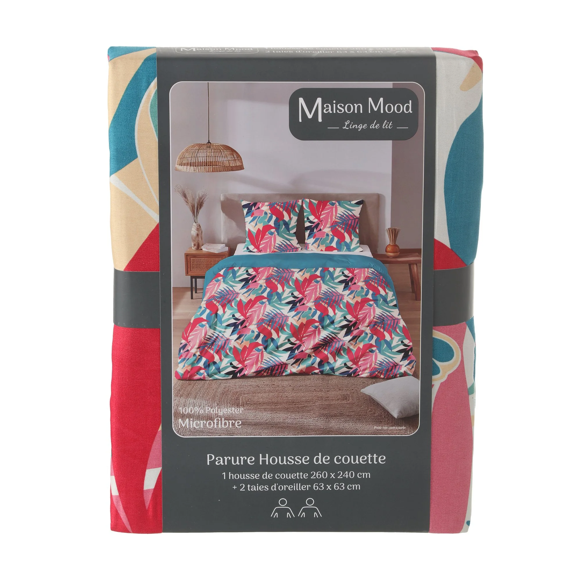 Parure Housse de couette 260x240 cm polyester microfibre  - Beige