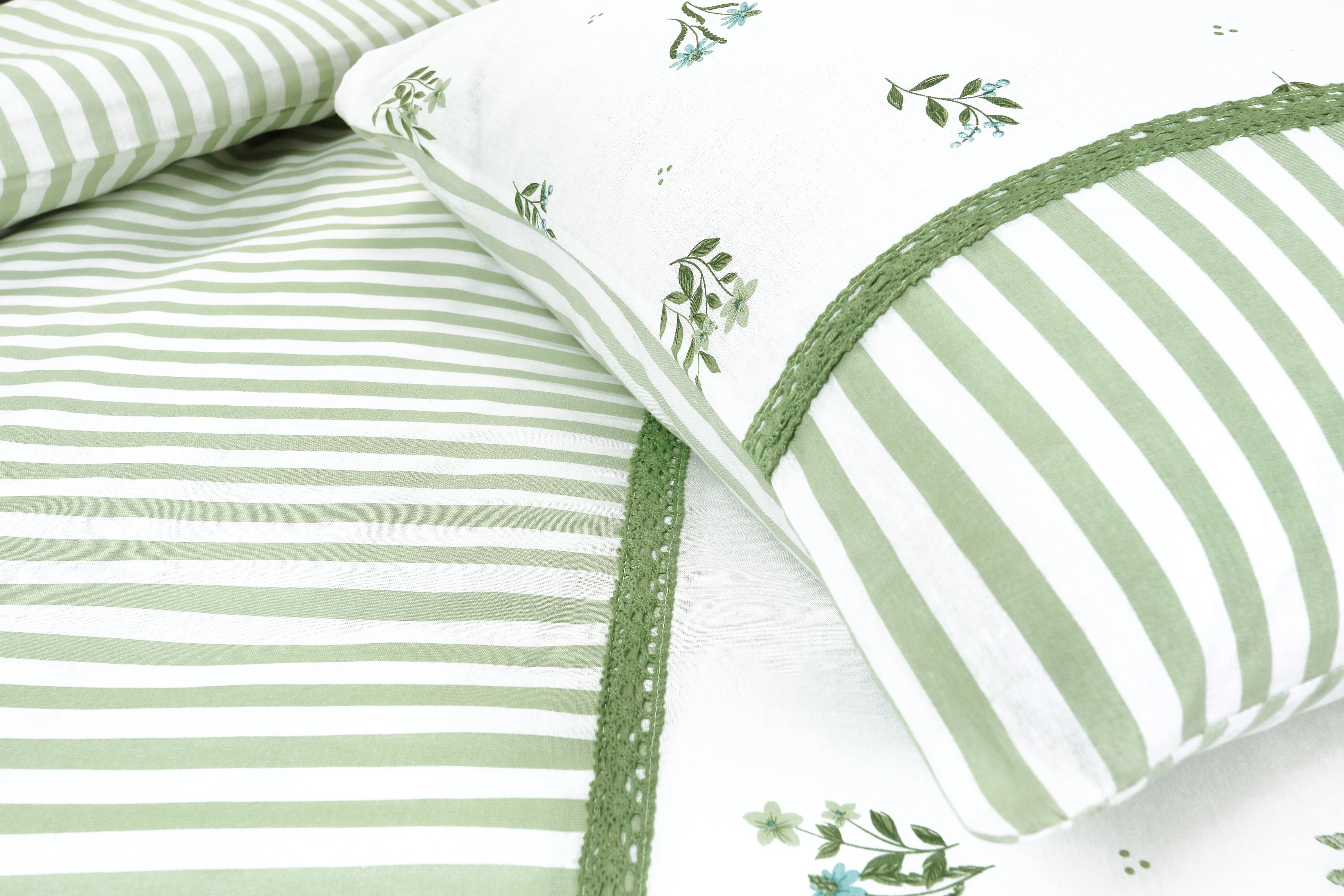 Parure housse de couette 260x240cm et 2 taies d'oreiller 63x63cm - Vert - Image 4