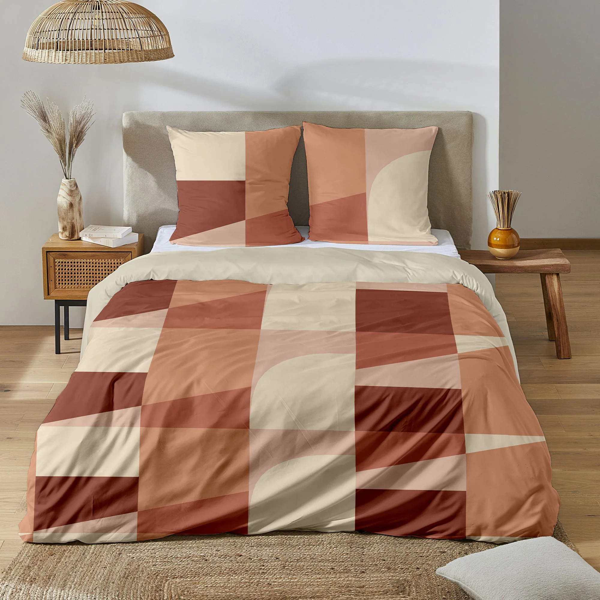 Parure housse de couette 260X240cm - Rose