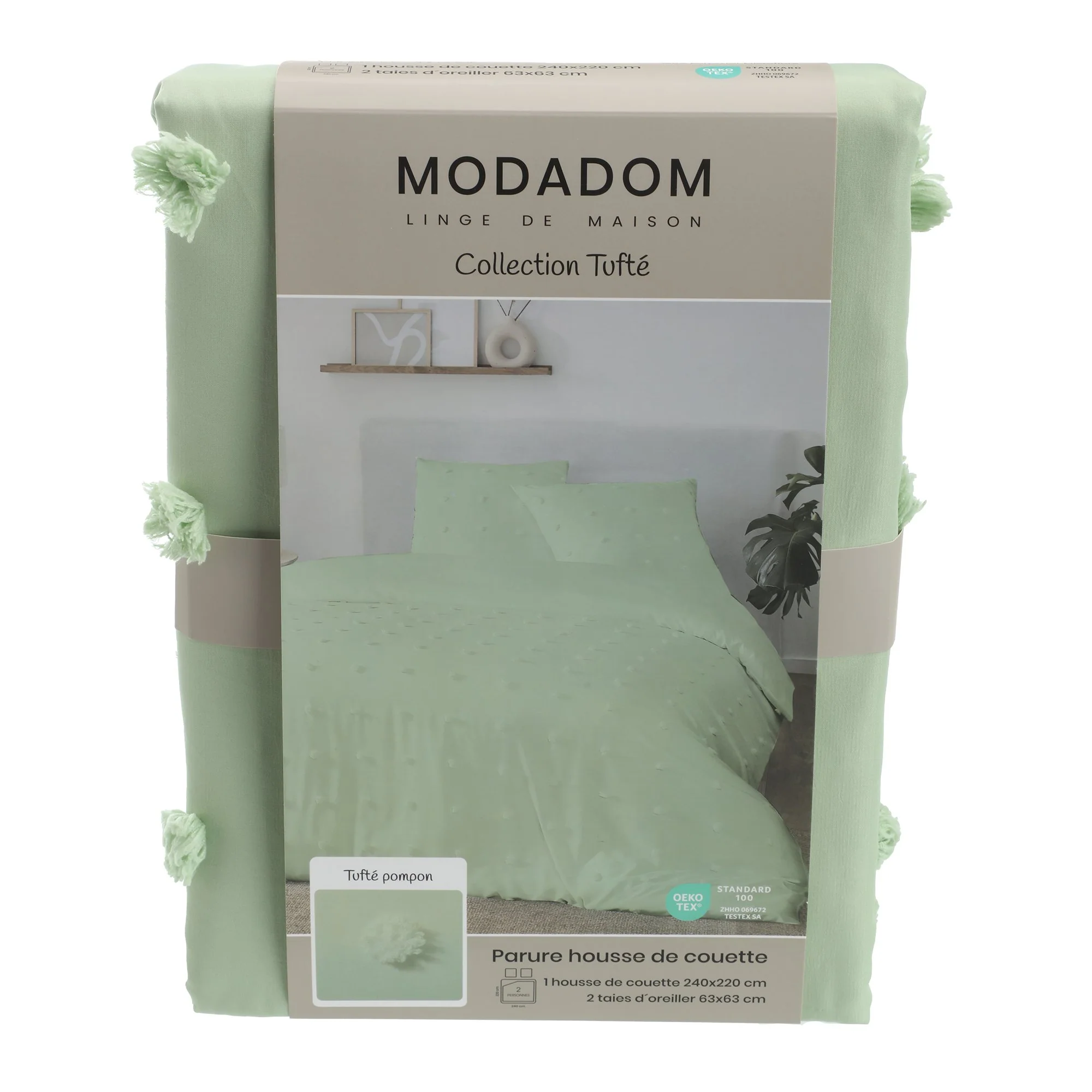Parure housse de couette 260x240cm - Vert - Image 5