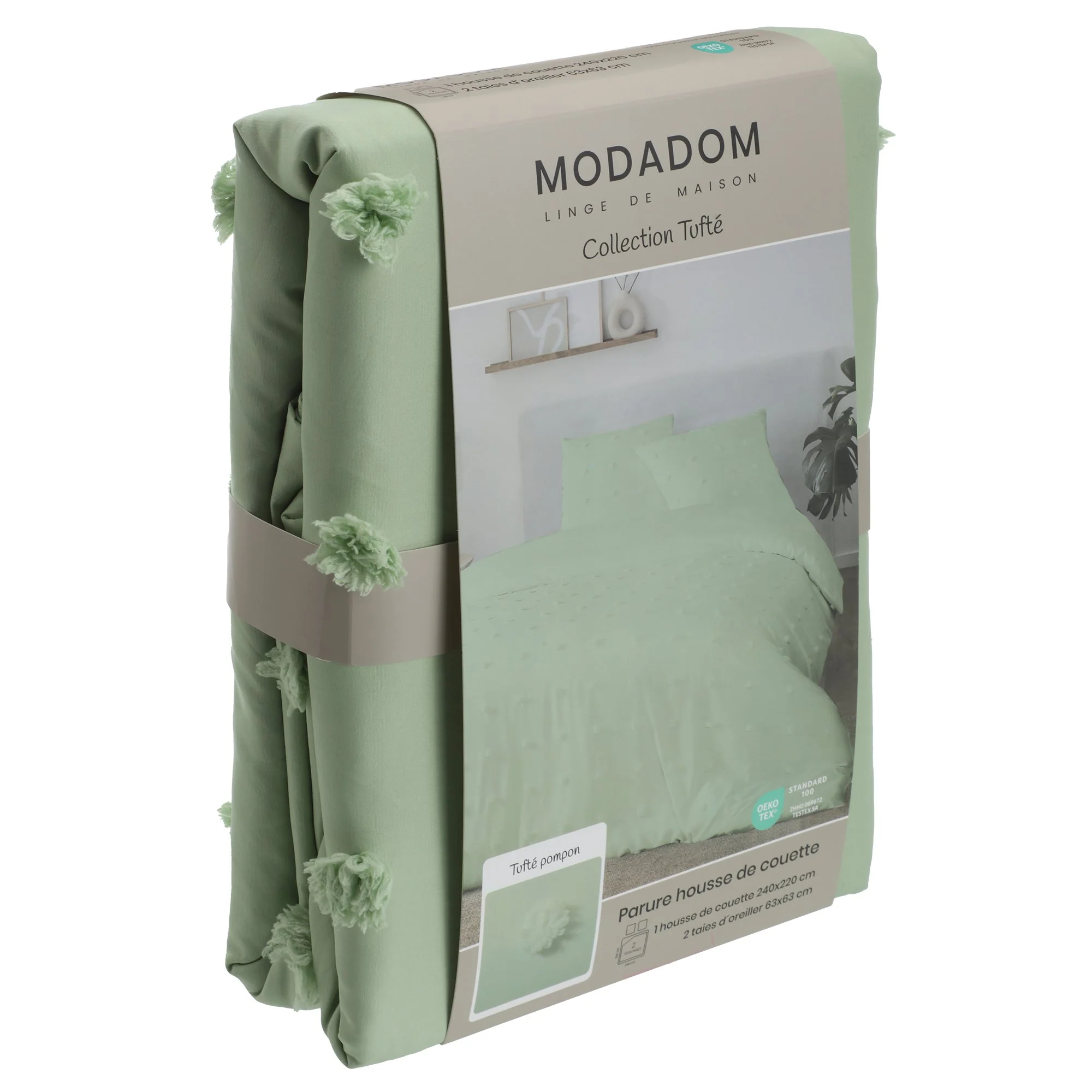 Parure housse de couette 260x240cm - Vert - Image 6