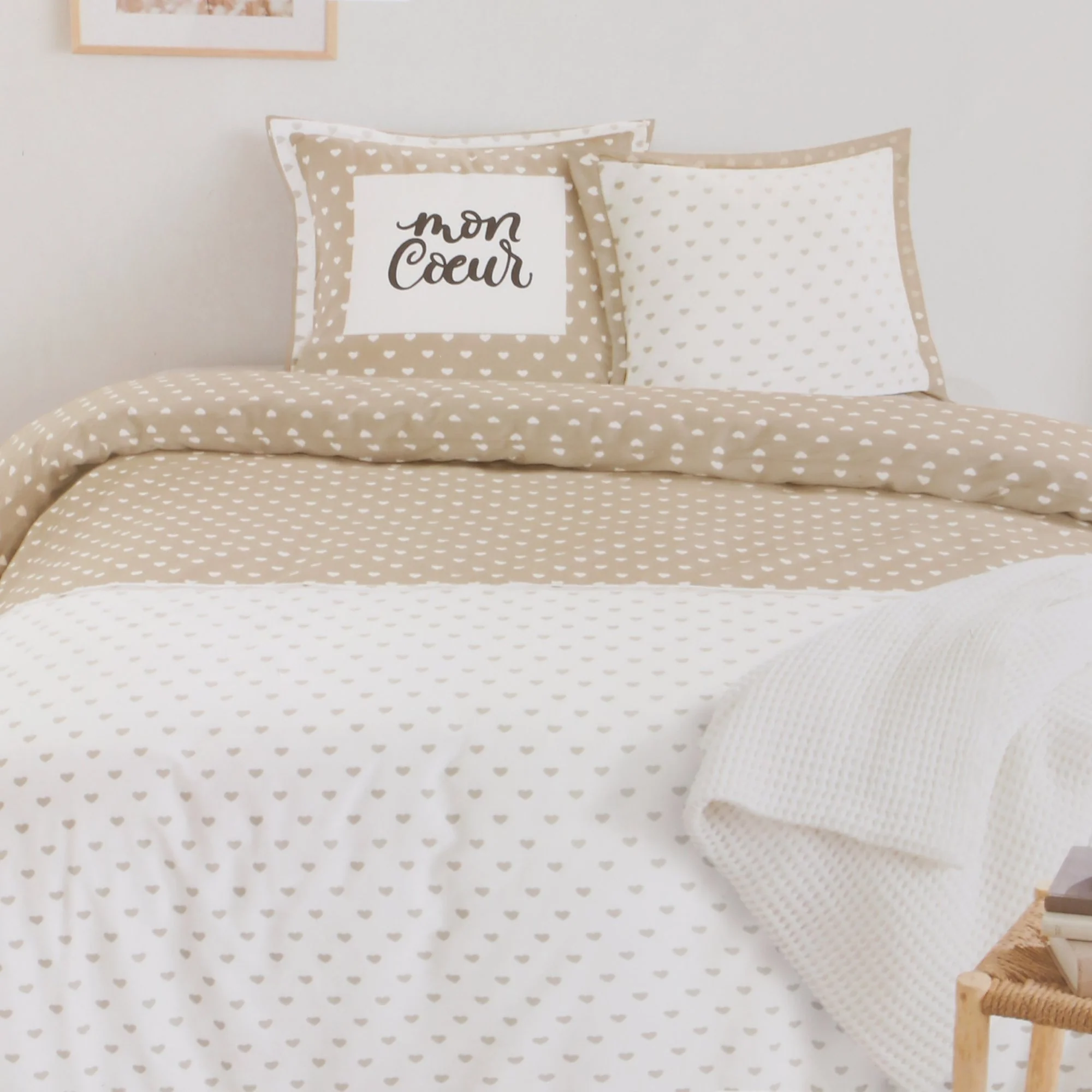 Parure housse de couette confection 260x240 cm + 2 Taies d'oreillers 63x63cm  - Blanc - Image 2