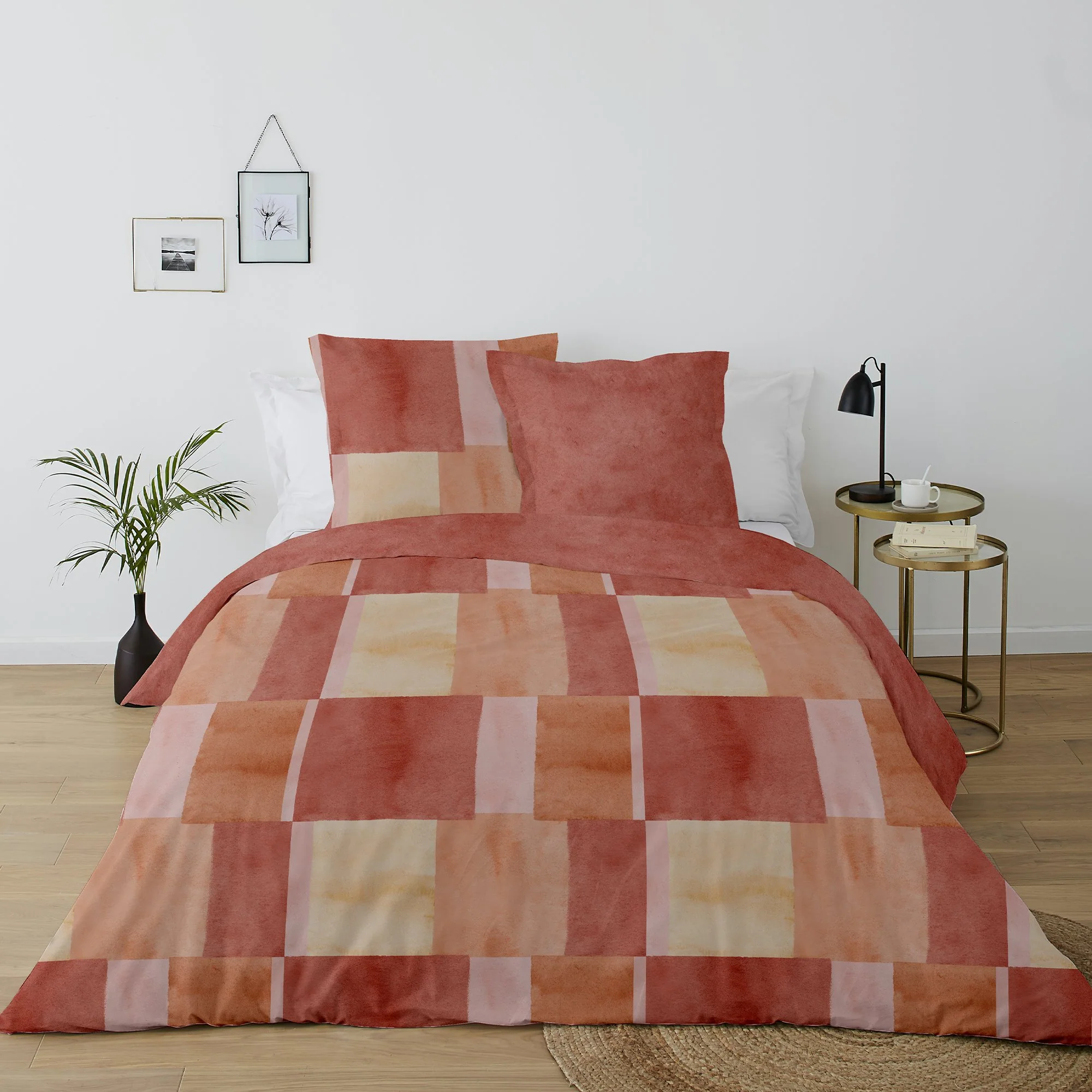 Parure housse de couette imprimée 260x240cm - Marron - Image 3