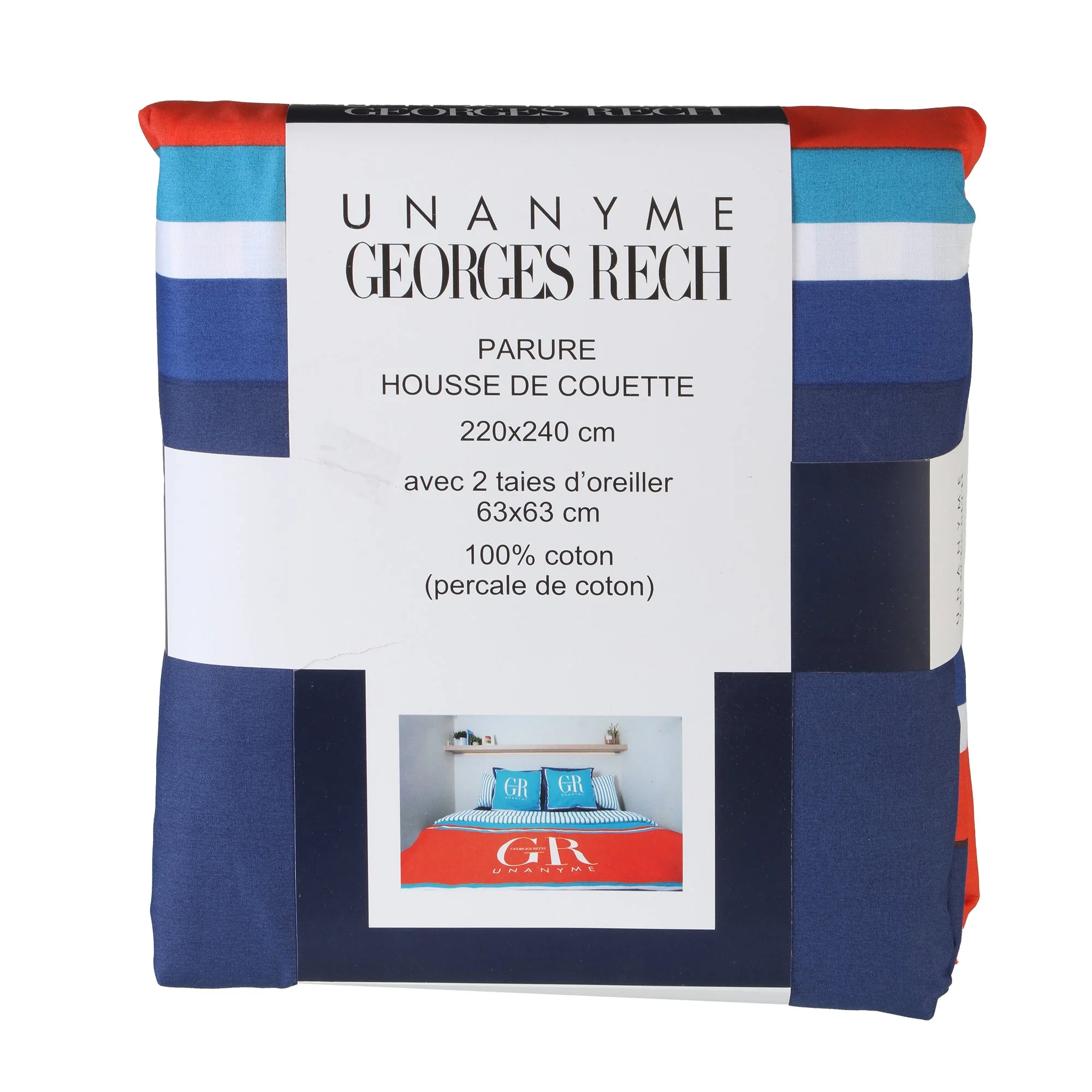 Parure housse de couette rayé 240x220cm