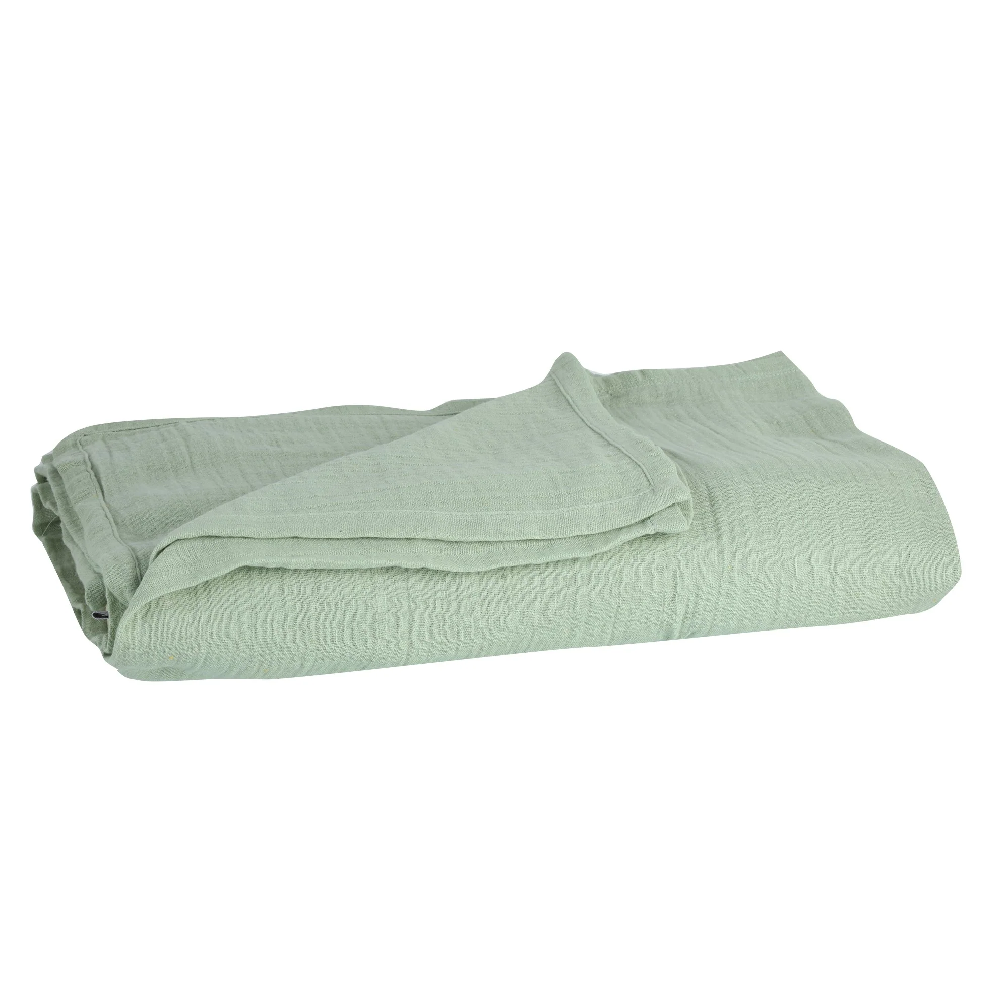 Plaid effet gaze de coton uni  - Vert - Image 4