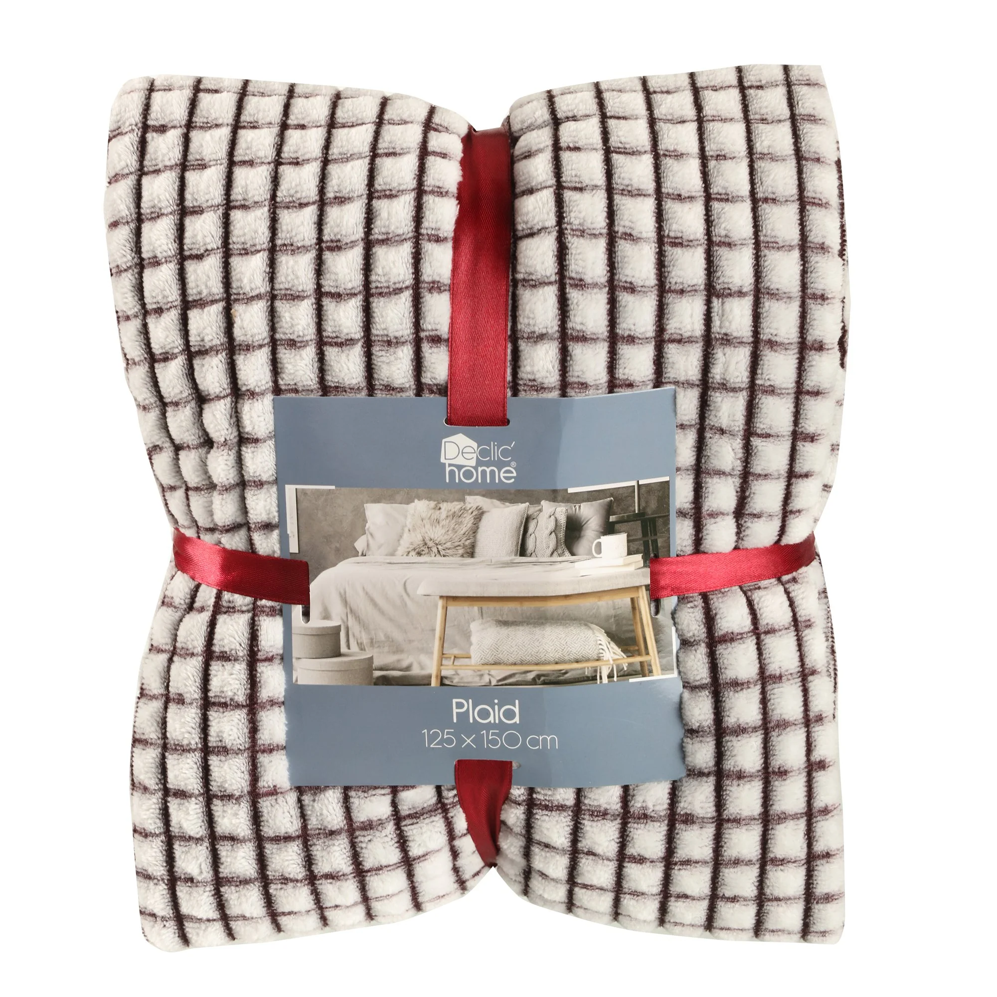 Plaid en flanelle quadrillé 125x150cm - Rouge