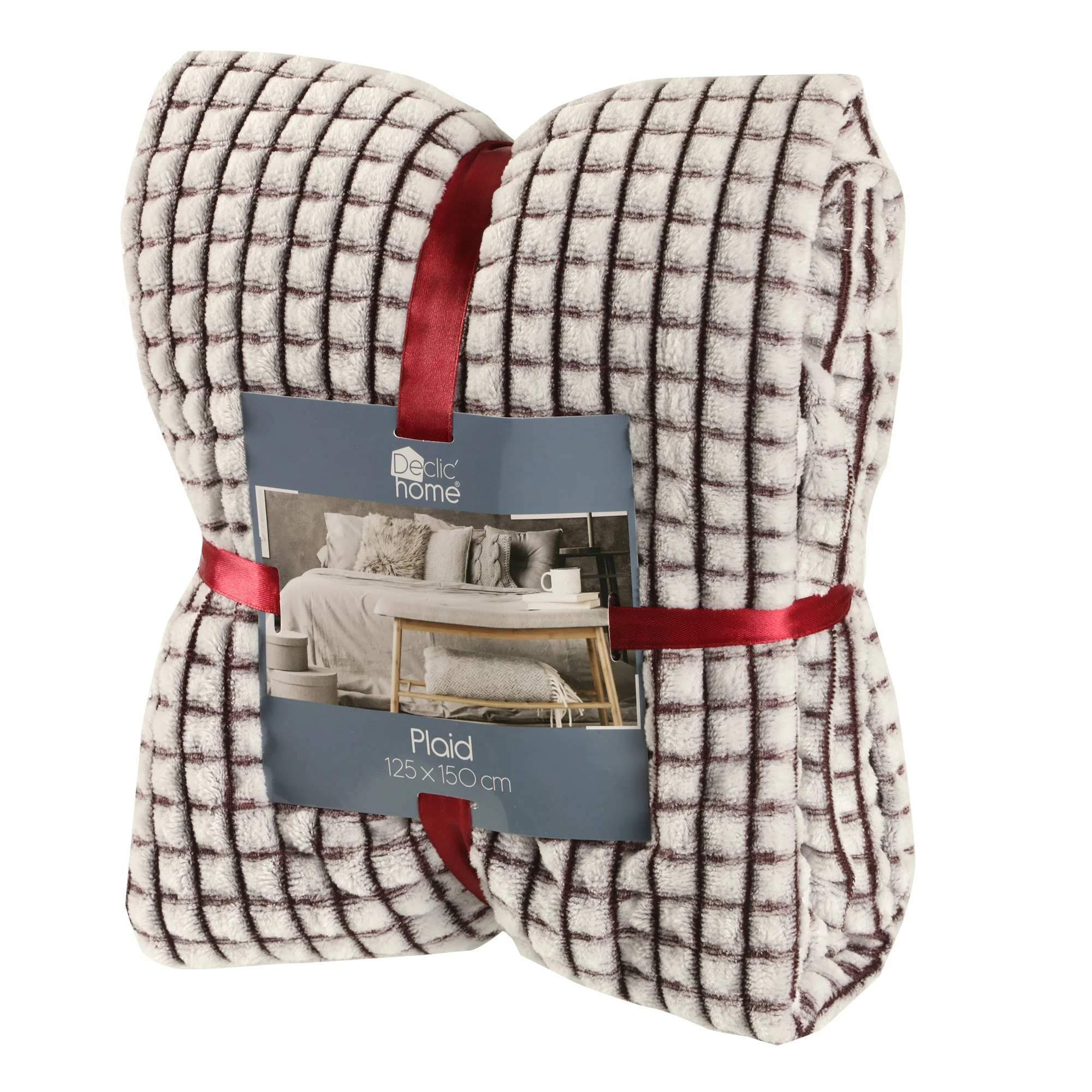 Plaid en flanelle quadrillé 125x150cm - Rouge - Image 2