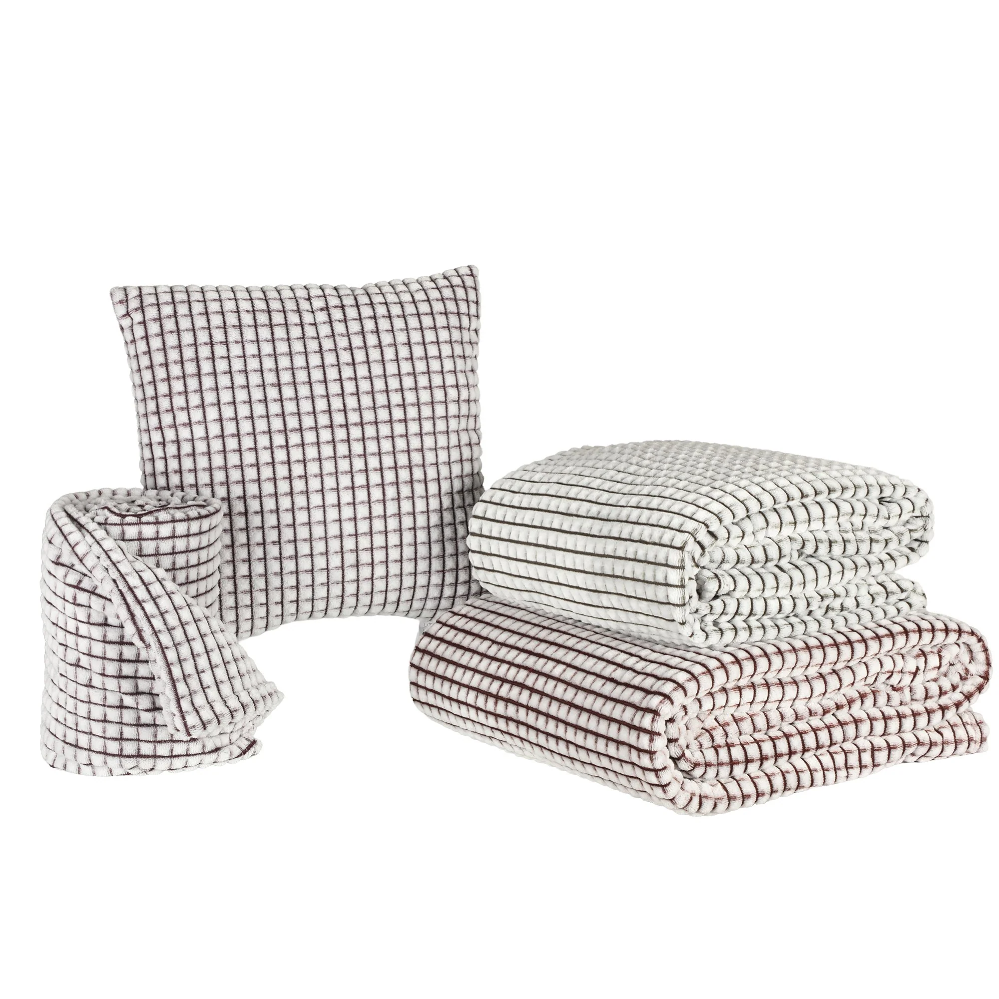 Plaid en flanelle quadrillé 180x200cm - Marron - Image 4