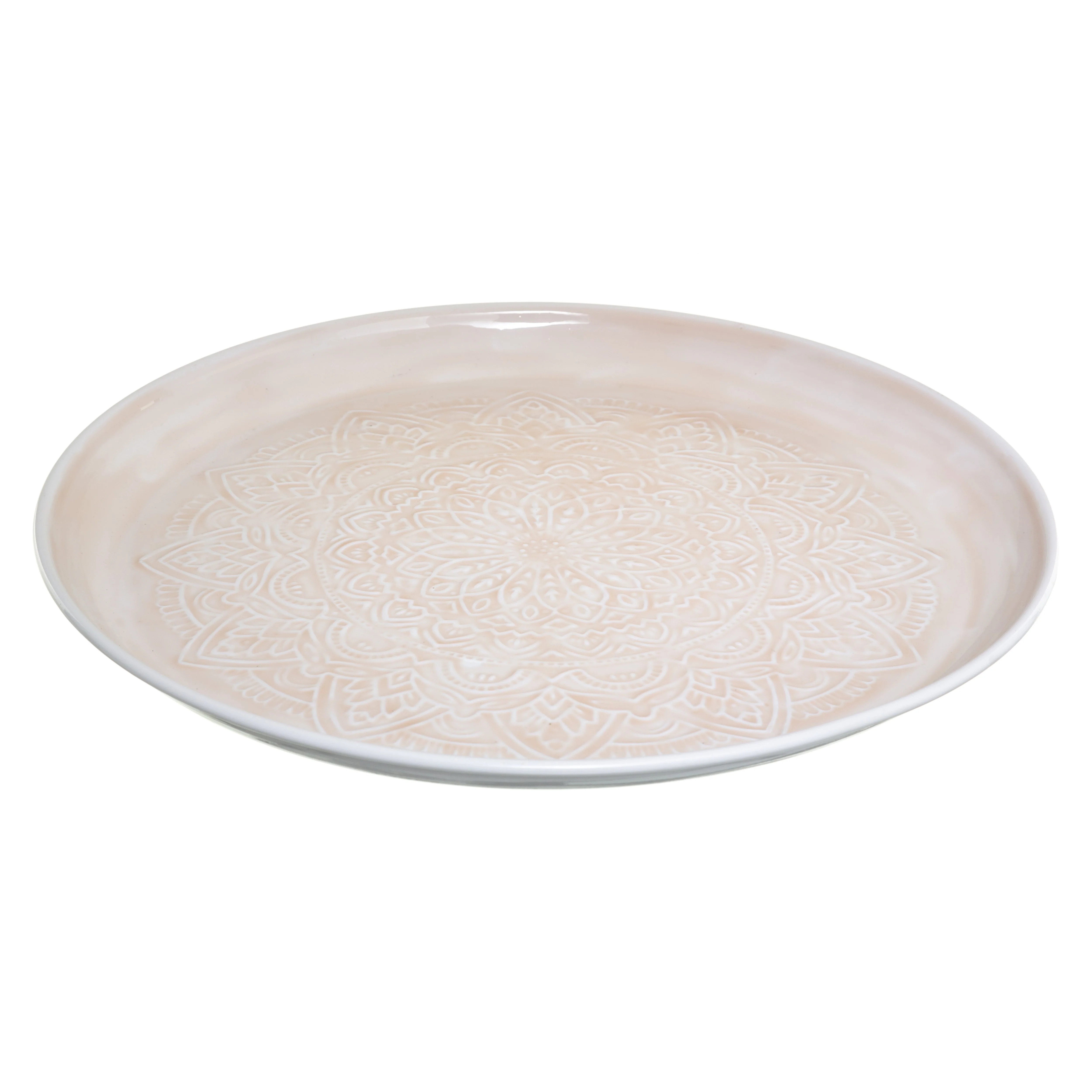 Plateau Rond en Métal avec relief mandala 41cm