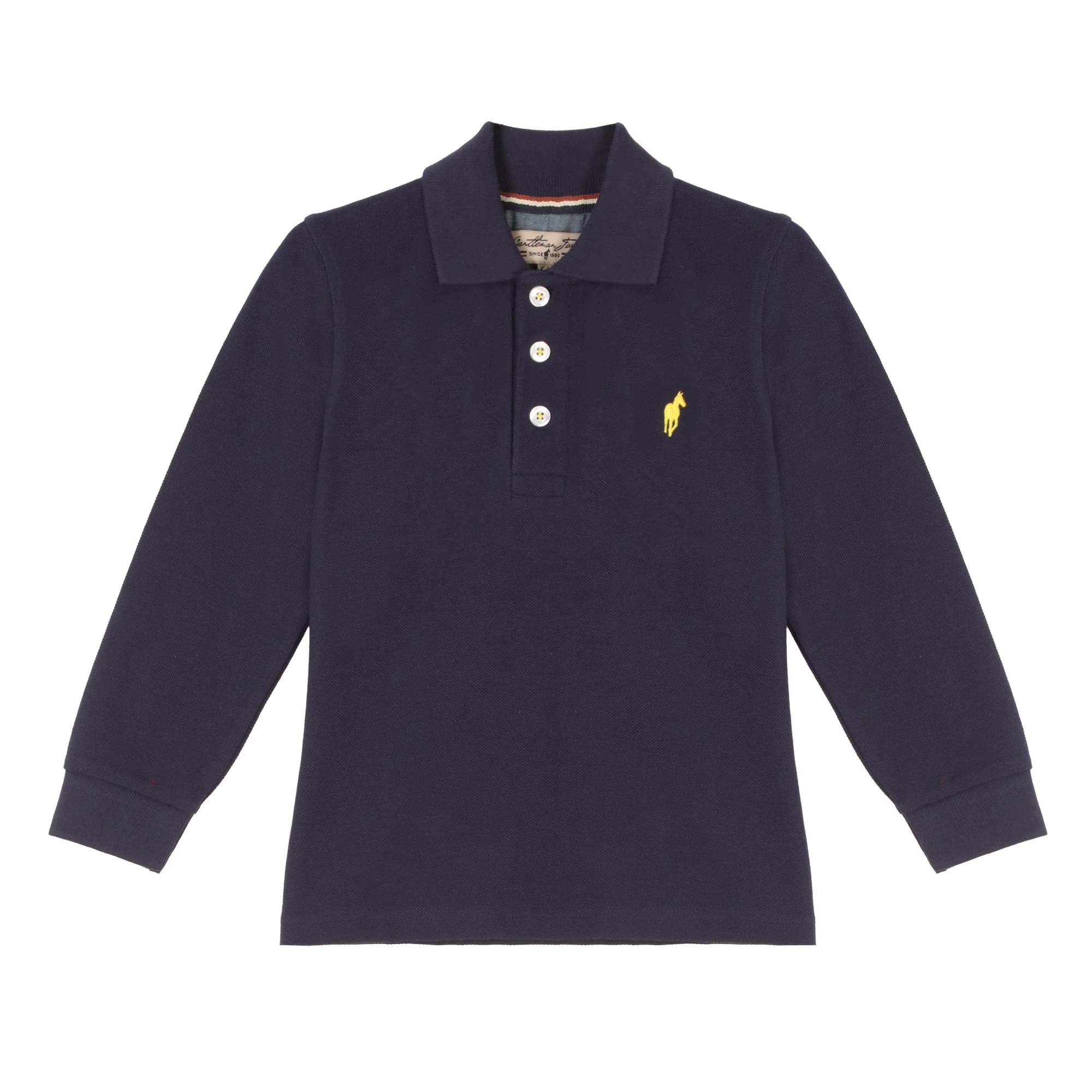Polo manches longues avec broderie 3/12 ans - Bleu foncé