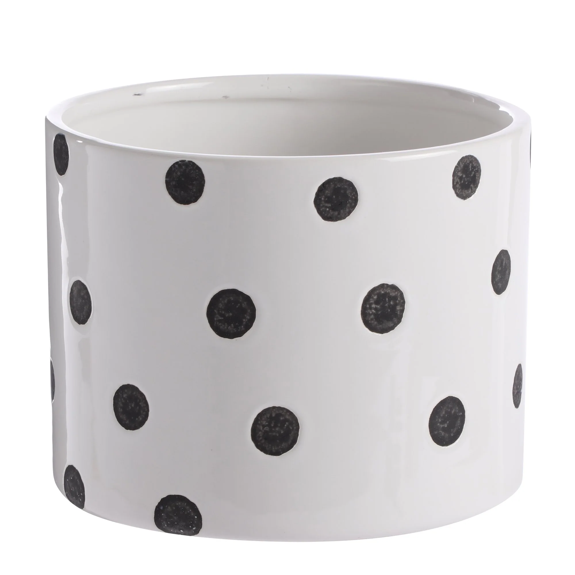 Pot en dolomite blanc à pois noir