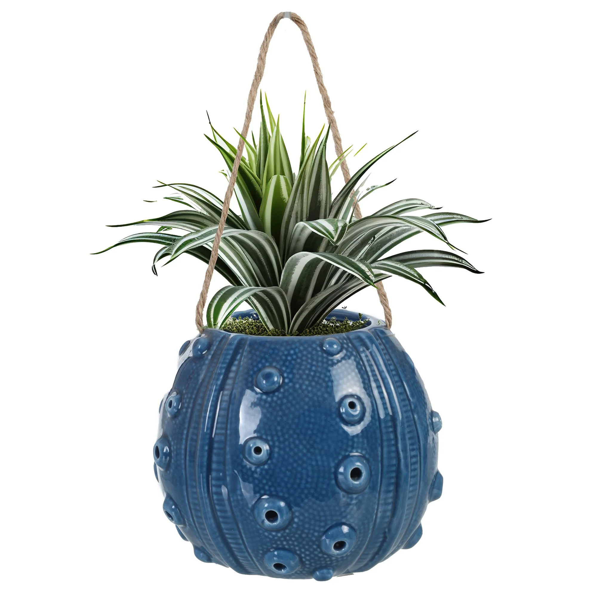 Pot style marin avec corde en jute - Bleu foncé - Image 2