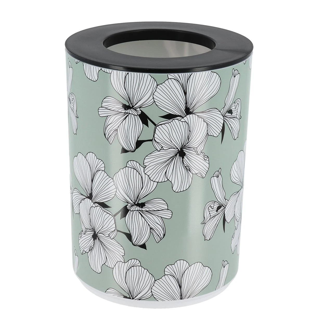 Poubelle verte avec motif eucalyptus 5L