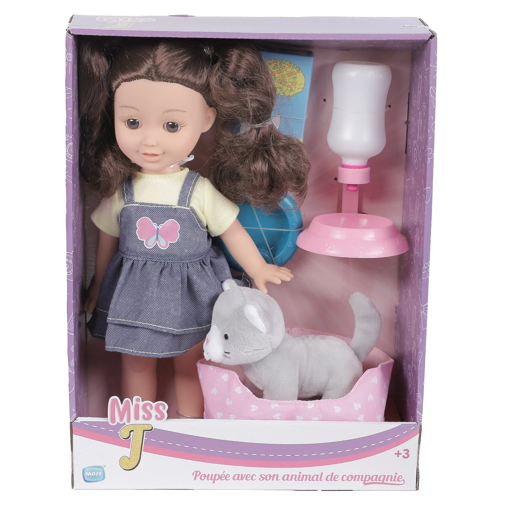 Poupée avec son animal de compagnie 30 cm  - Marron