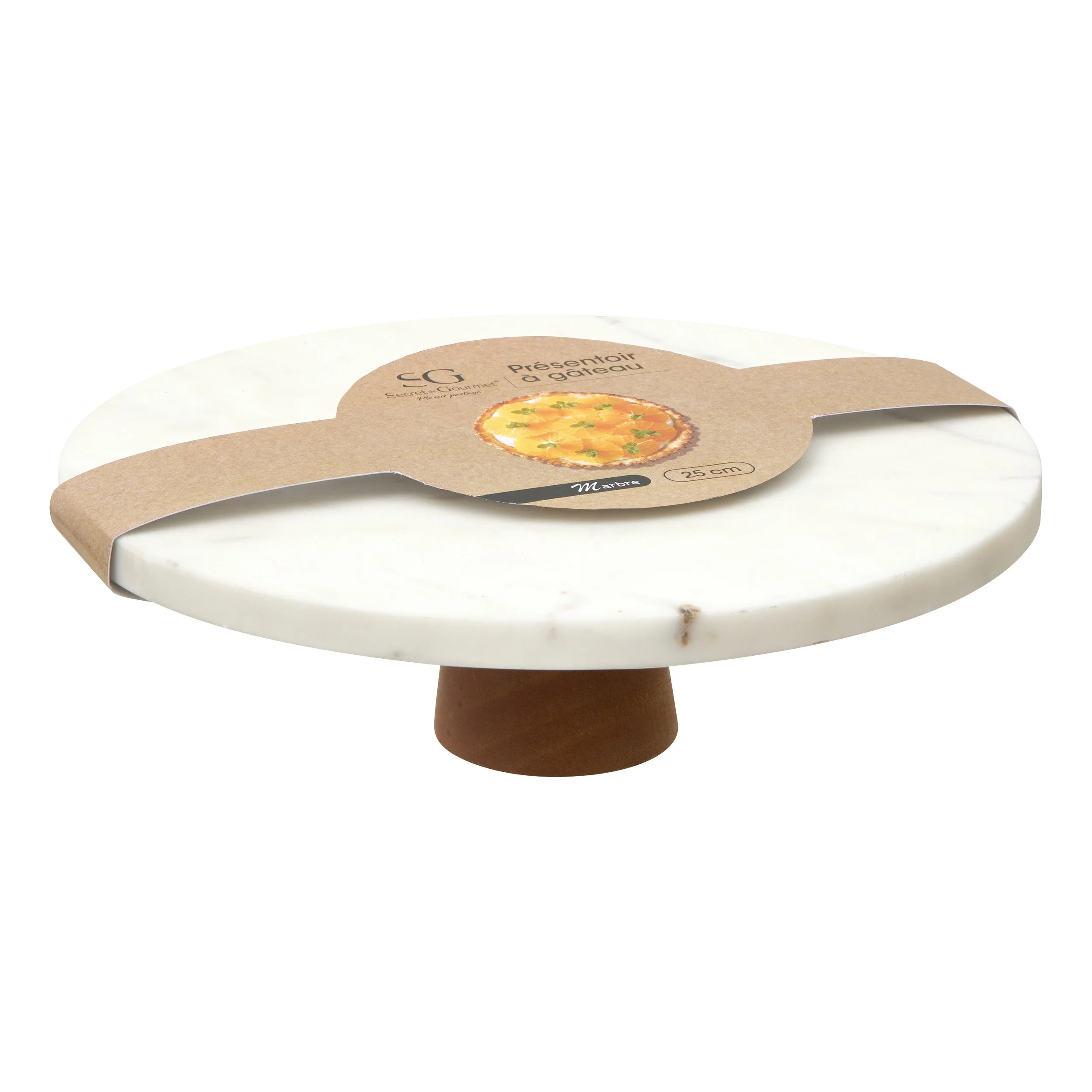 Présentoir à Gâteaux sur pied marbre Blanc 25cm - Image 3