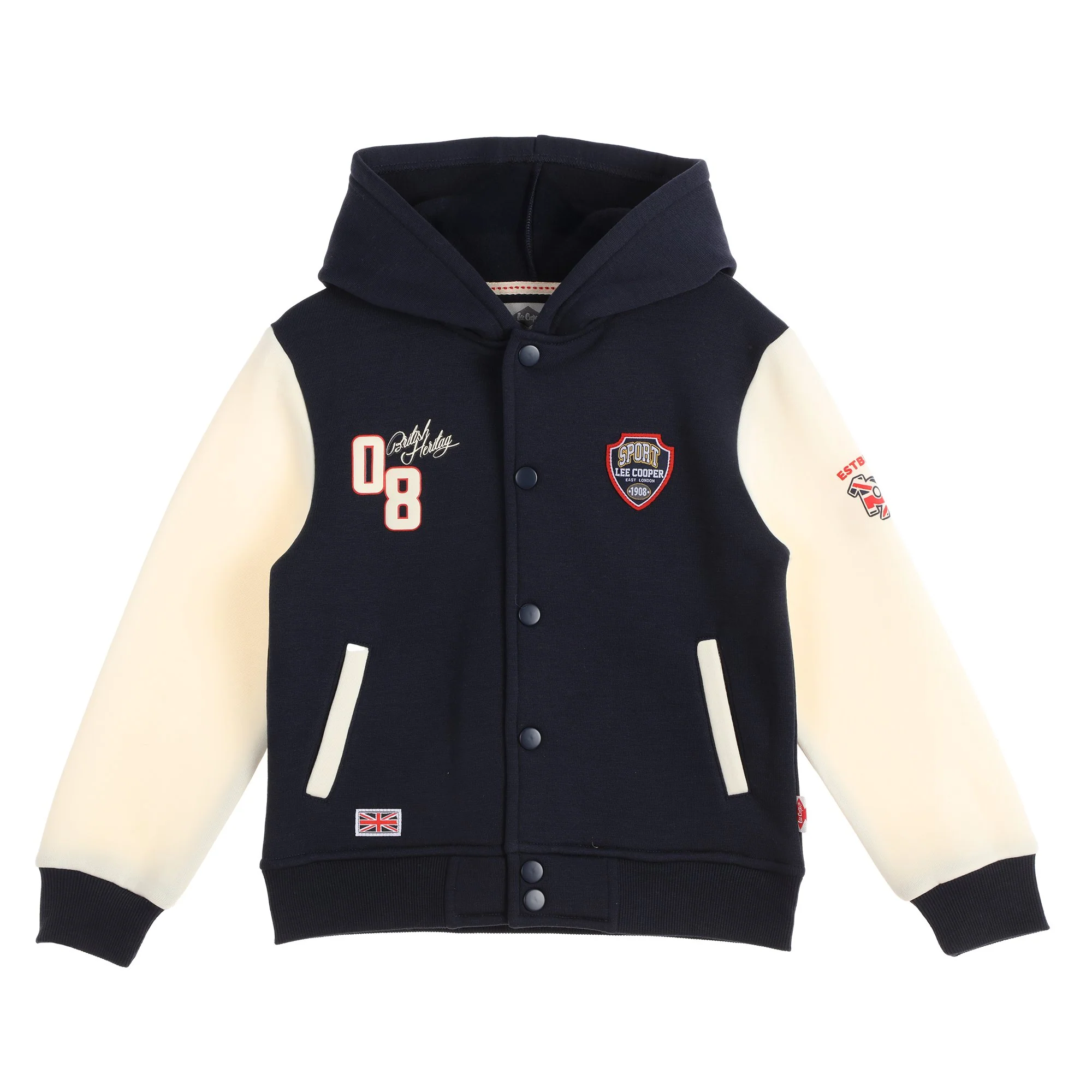 Pull à capuche Teddy Bicolore - Bleu foncé