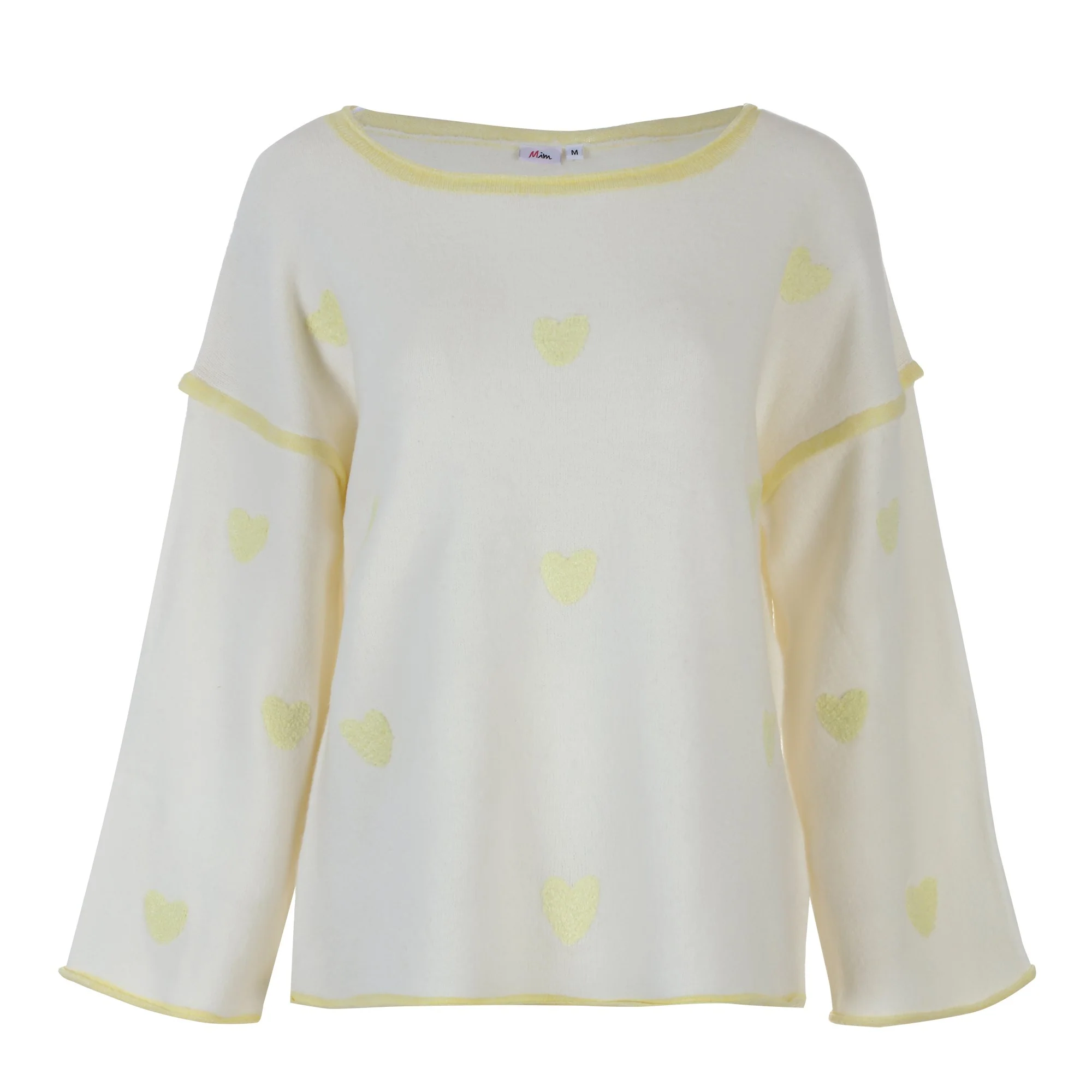 Pull à cœurs  - Jaune