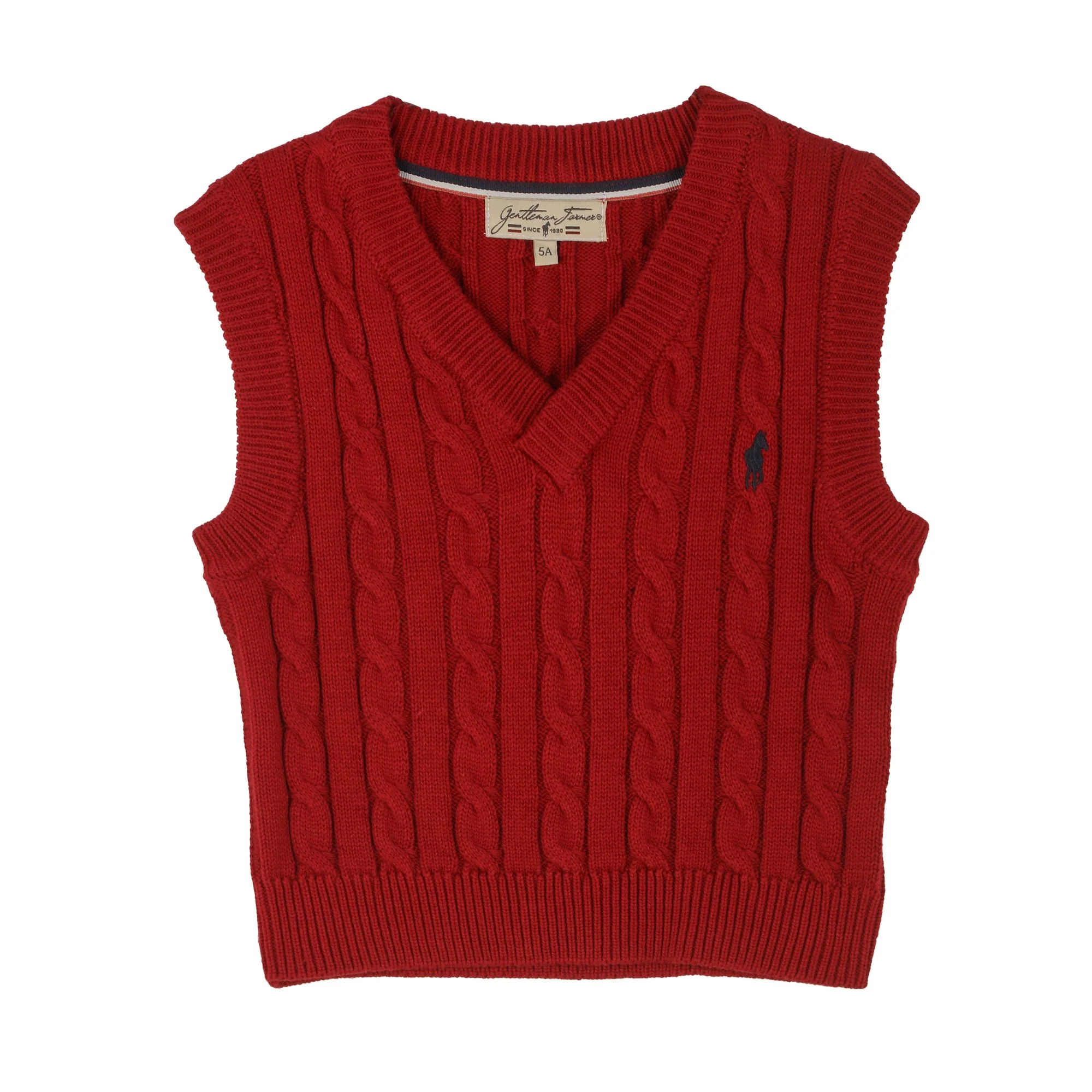 Pull sans manches avec broderie 3/12 ans - Rouge