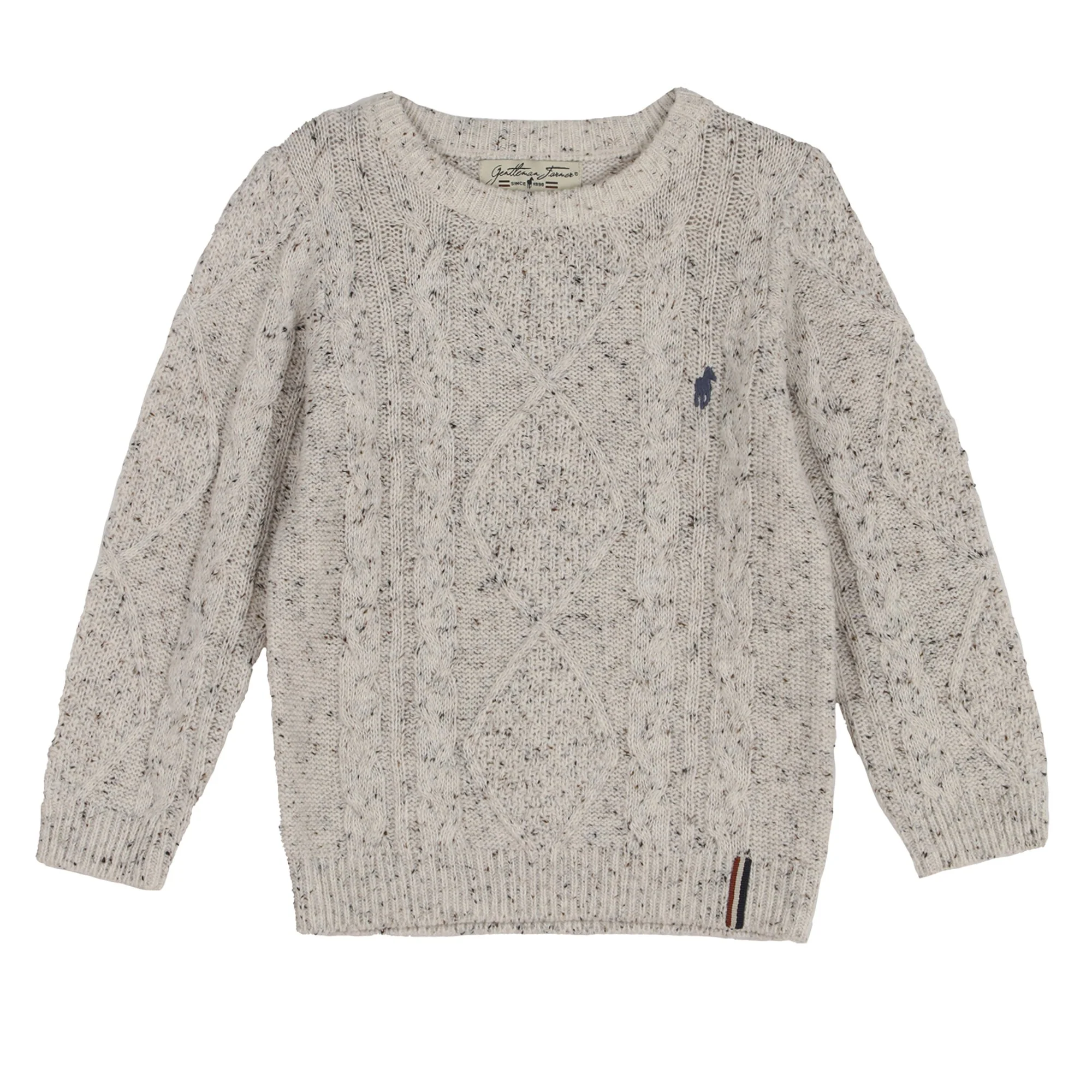 Pull torsadé avec broderie 3/12 ans - Beige