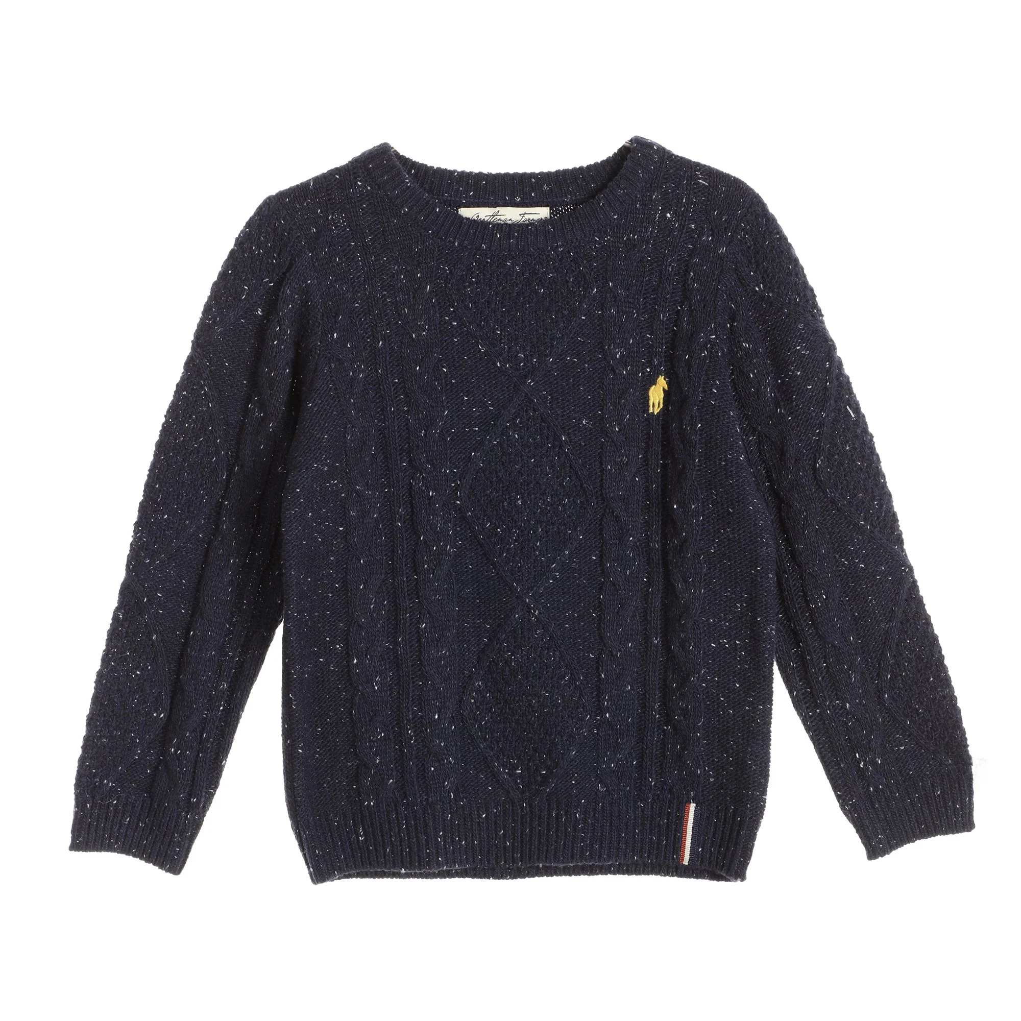 Pull torsadé avec broderie 3/12 ans - Beige - Image 4