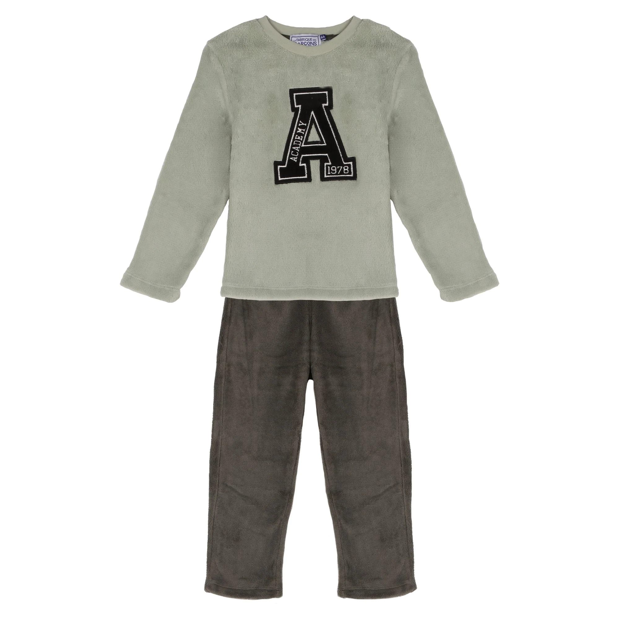 Pyjama coral fleece à rayures 3/12 ans - Vert