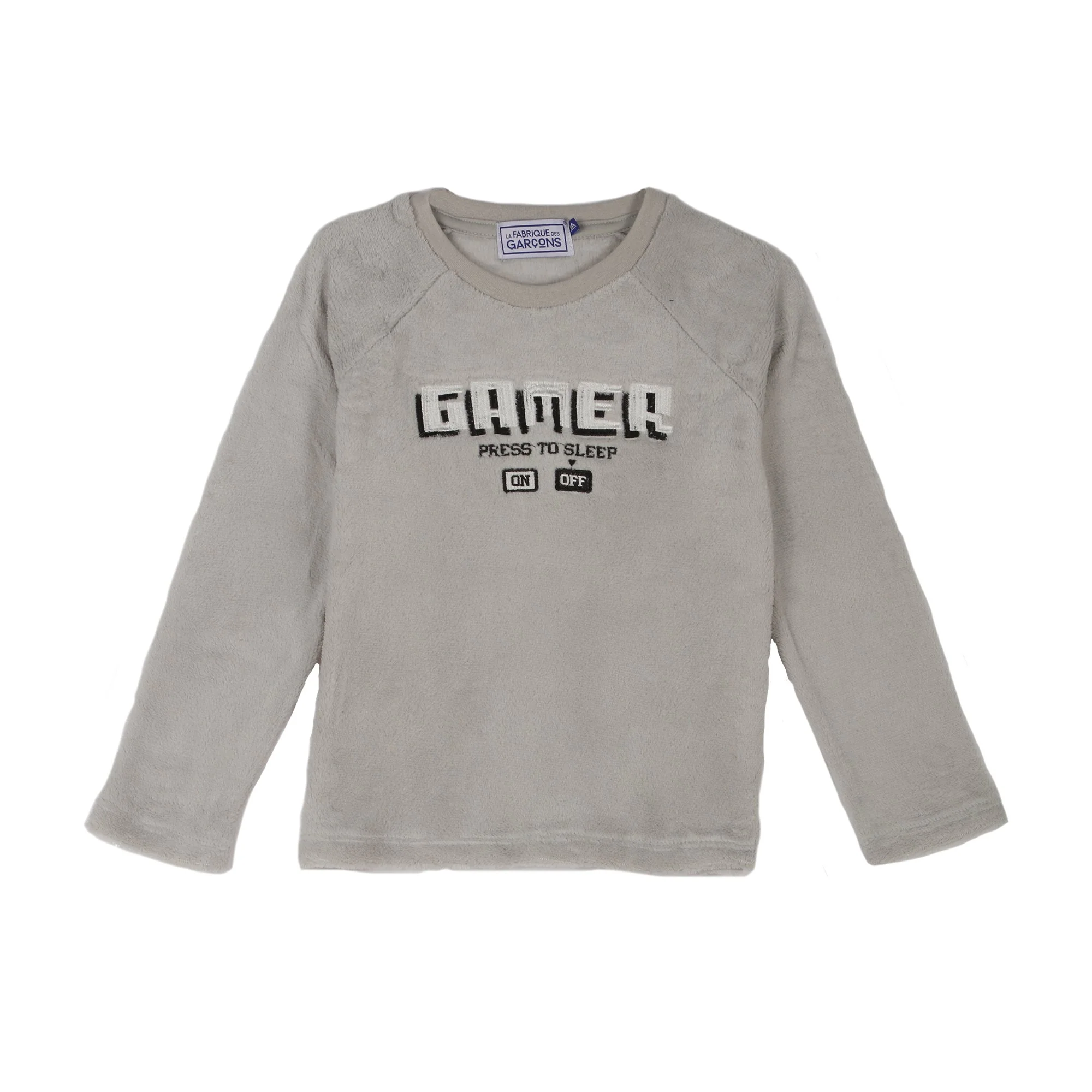 Pyjama coral fleece bas à carreaux 4/12 ans - Gris - Image 2