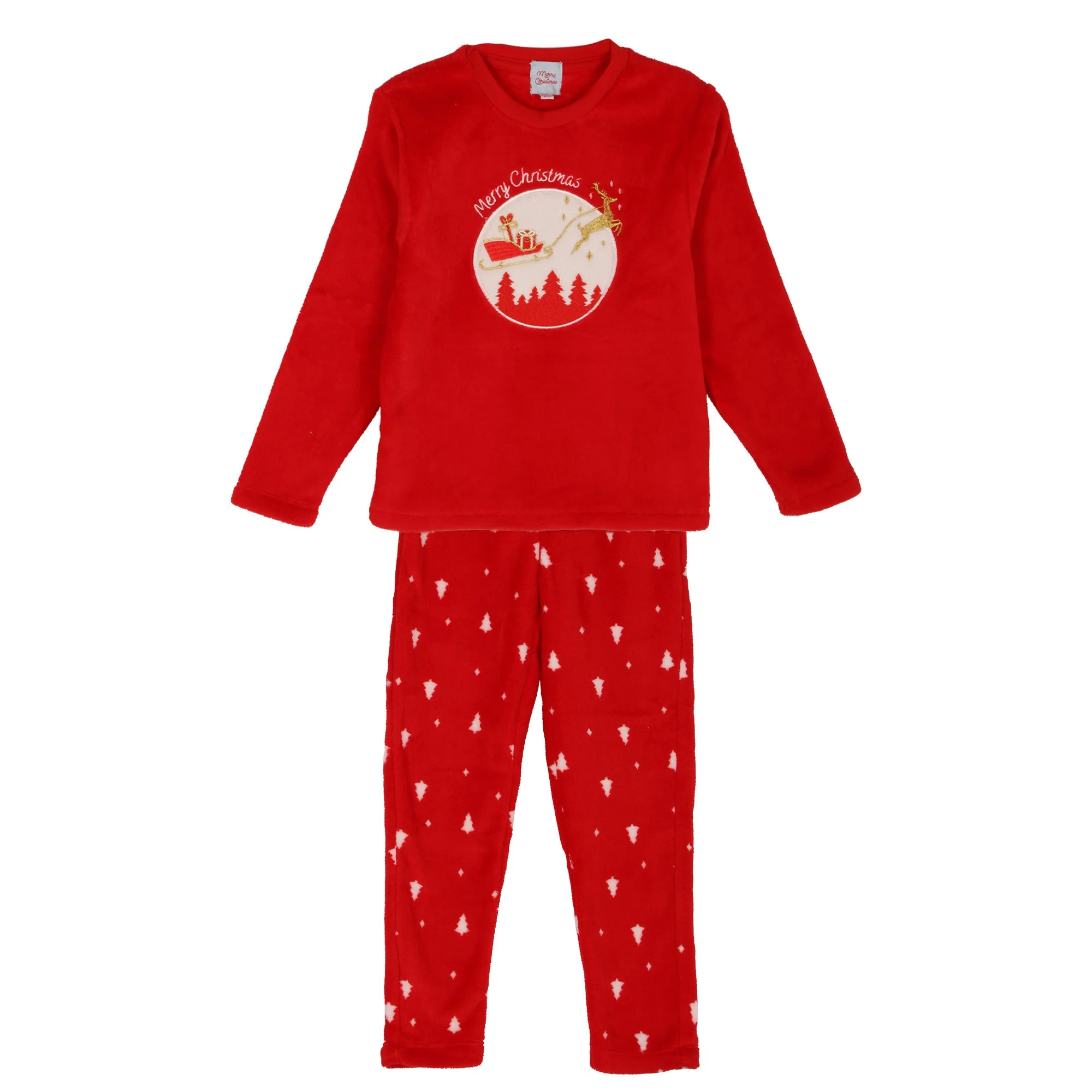 Pyjama de Noël coral fleece 3/12 ans - Rouge