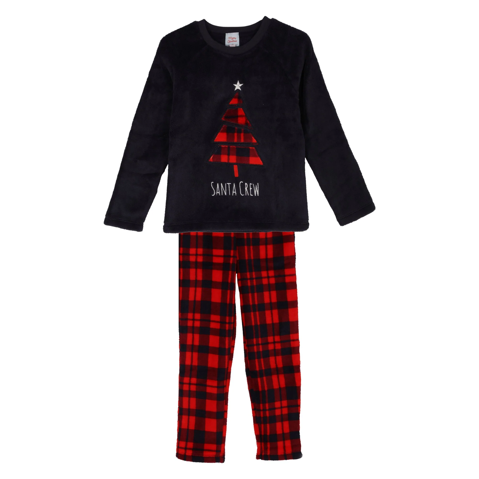 Pyjama long coral fleece Santa Crew 3/12ans - Bleu foncé