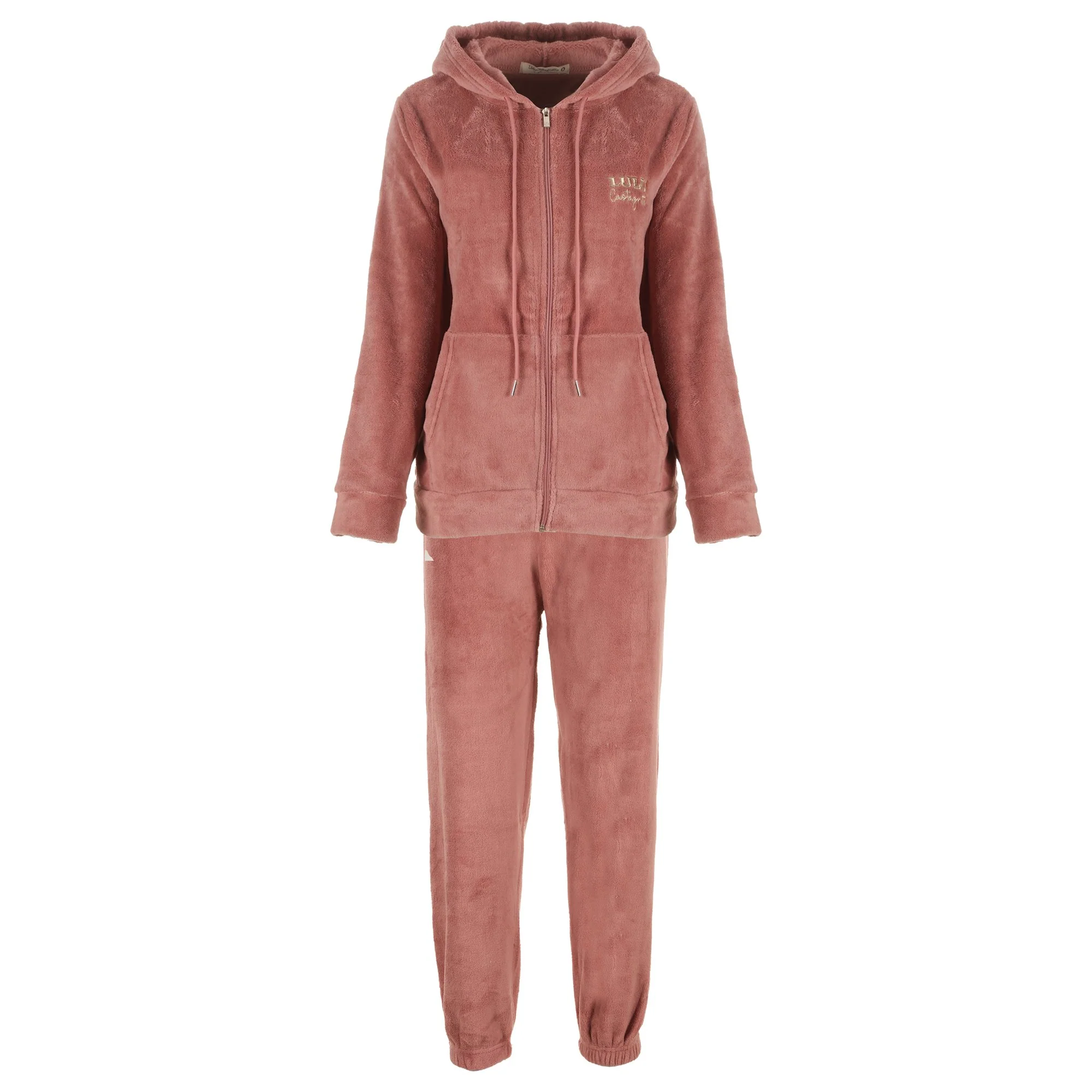 Pyjama long en velours - Rose