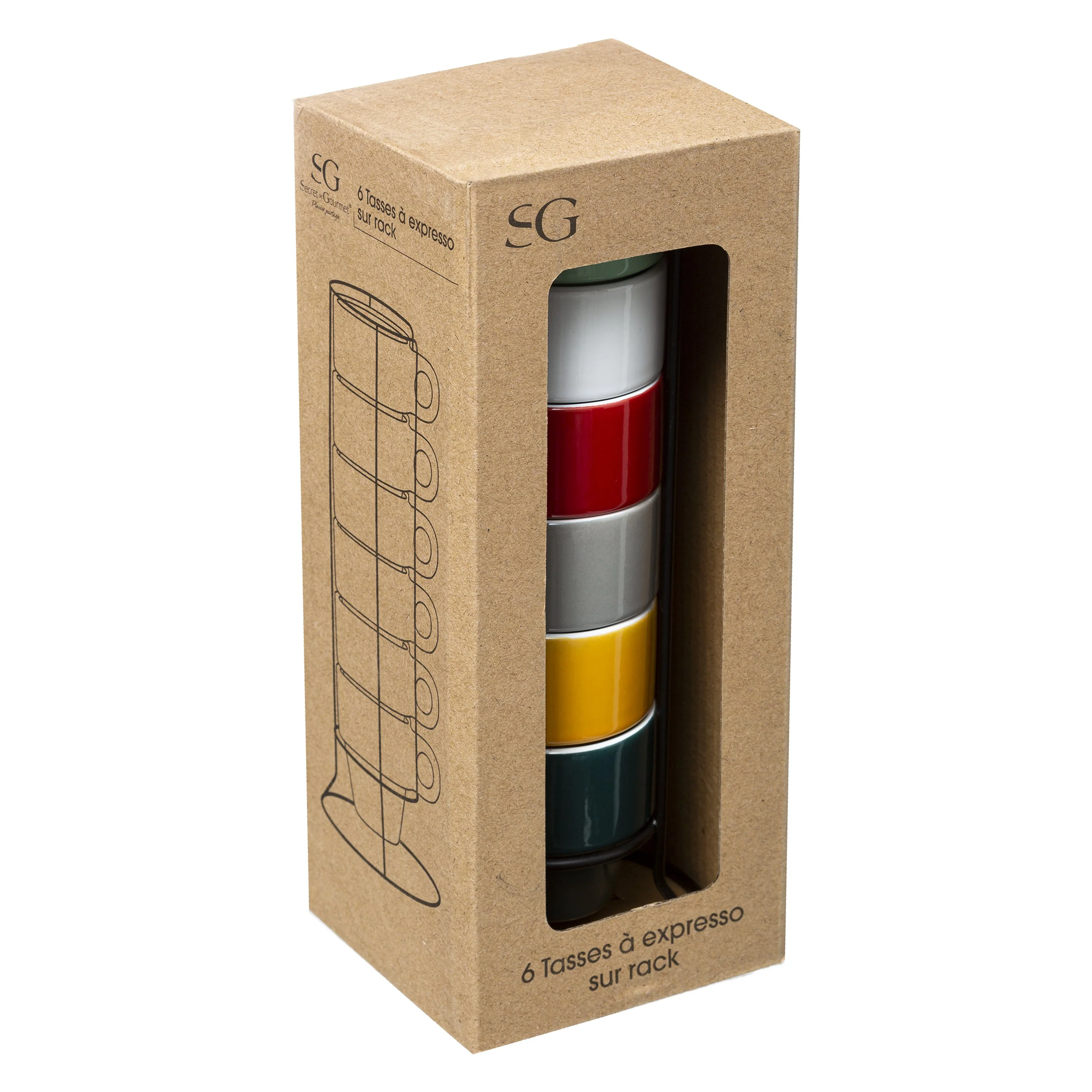 Rack 6 tasses colorama 5cl - Image 2