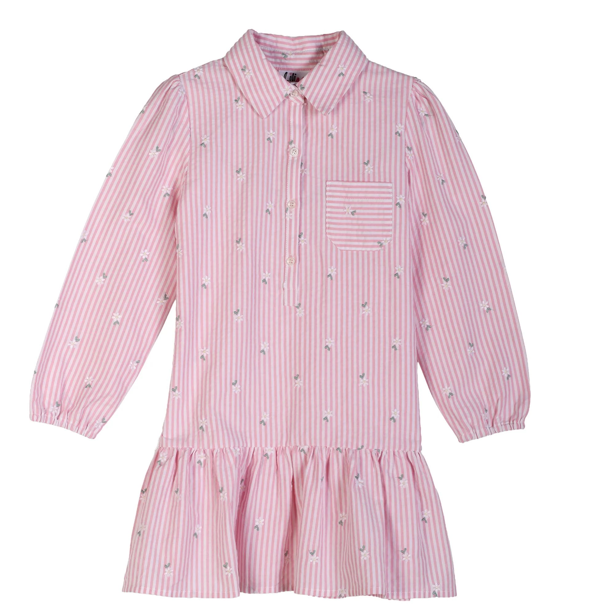 Robe chemise à rayures - Rose