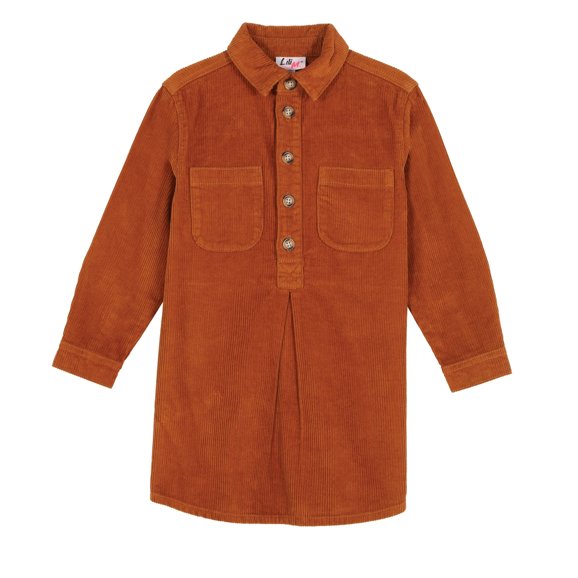 Robe chemise en velours 3/12 ans - Marron