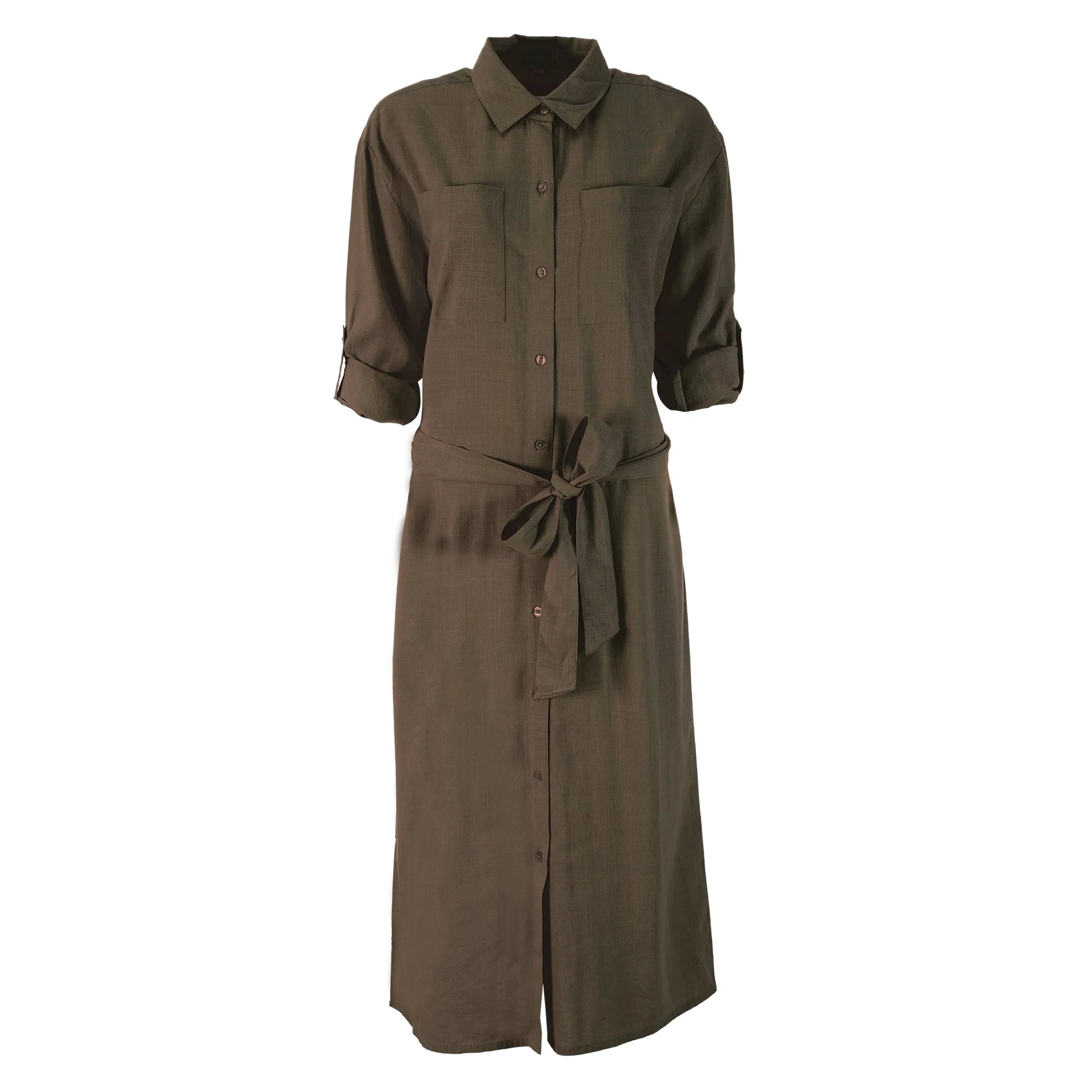 Robe chemise longue - Kaki