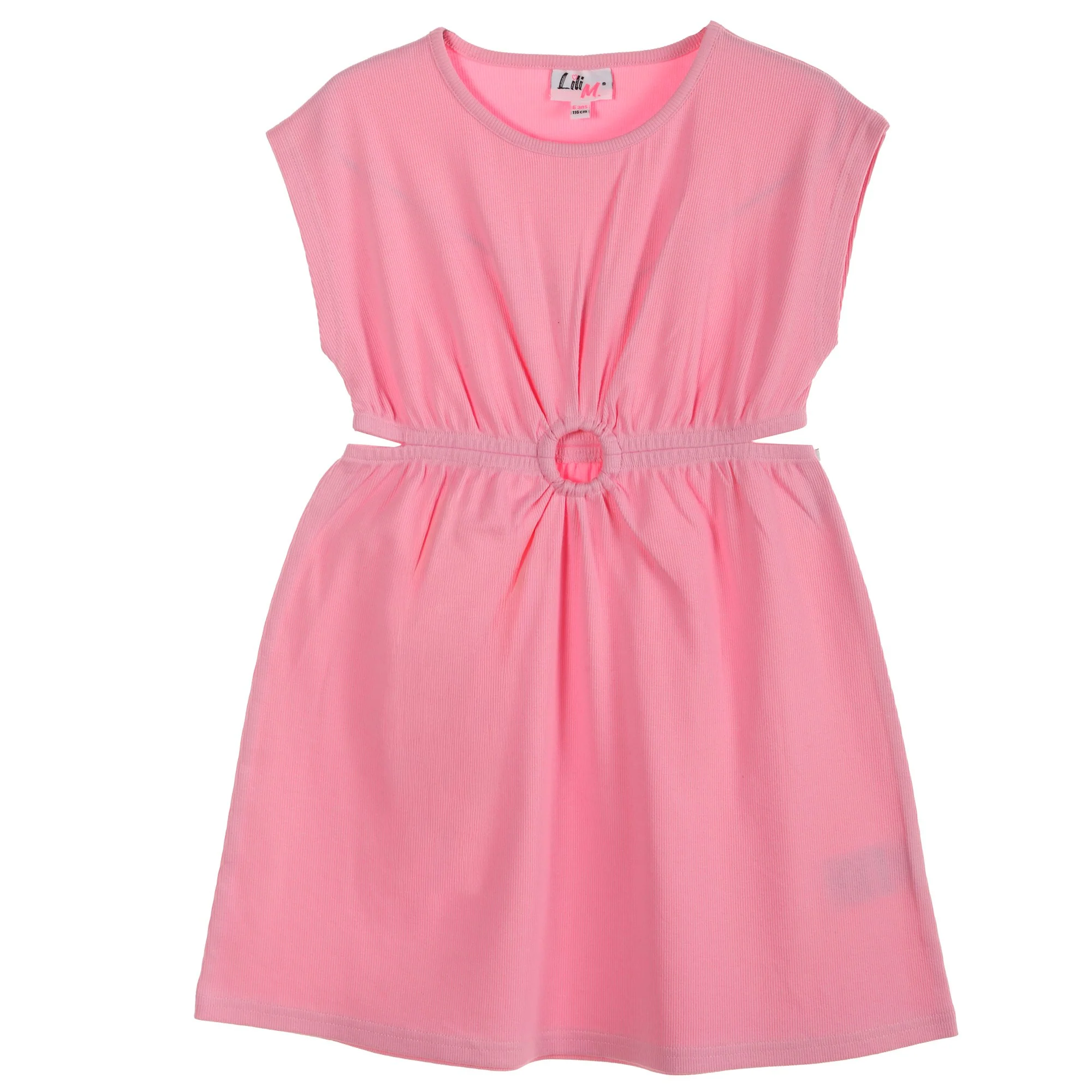 Robe cotelée avec ouvertures - Rose