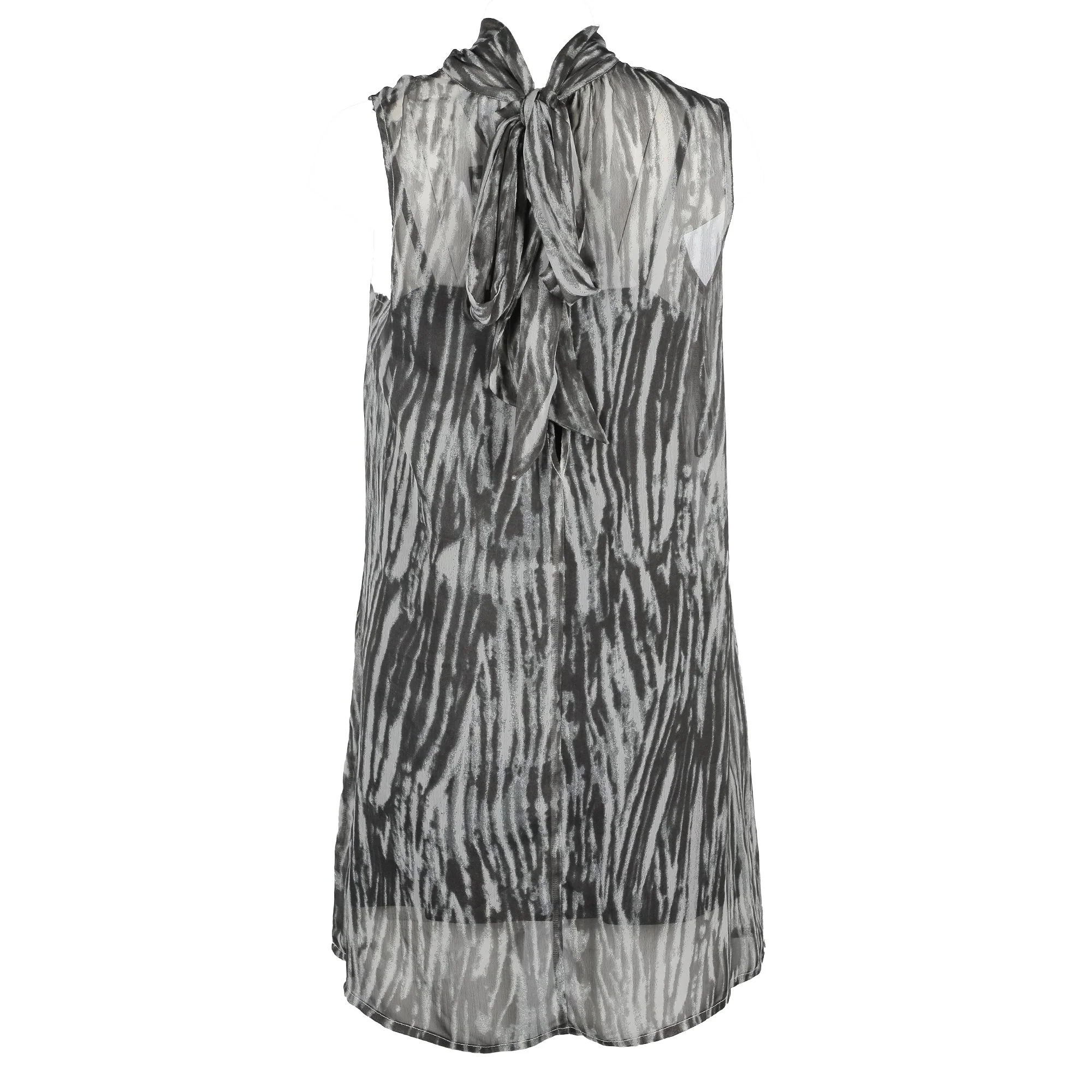 Robe courte à col noué - Marron - Image 2