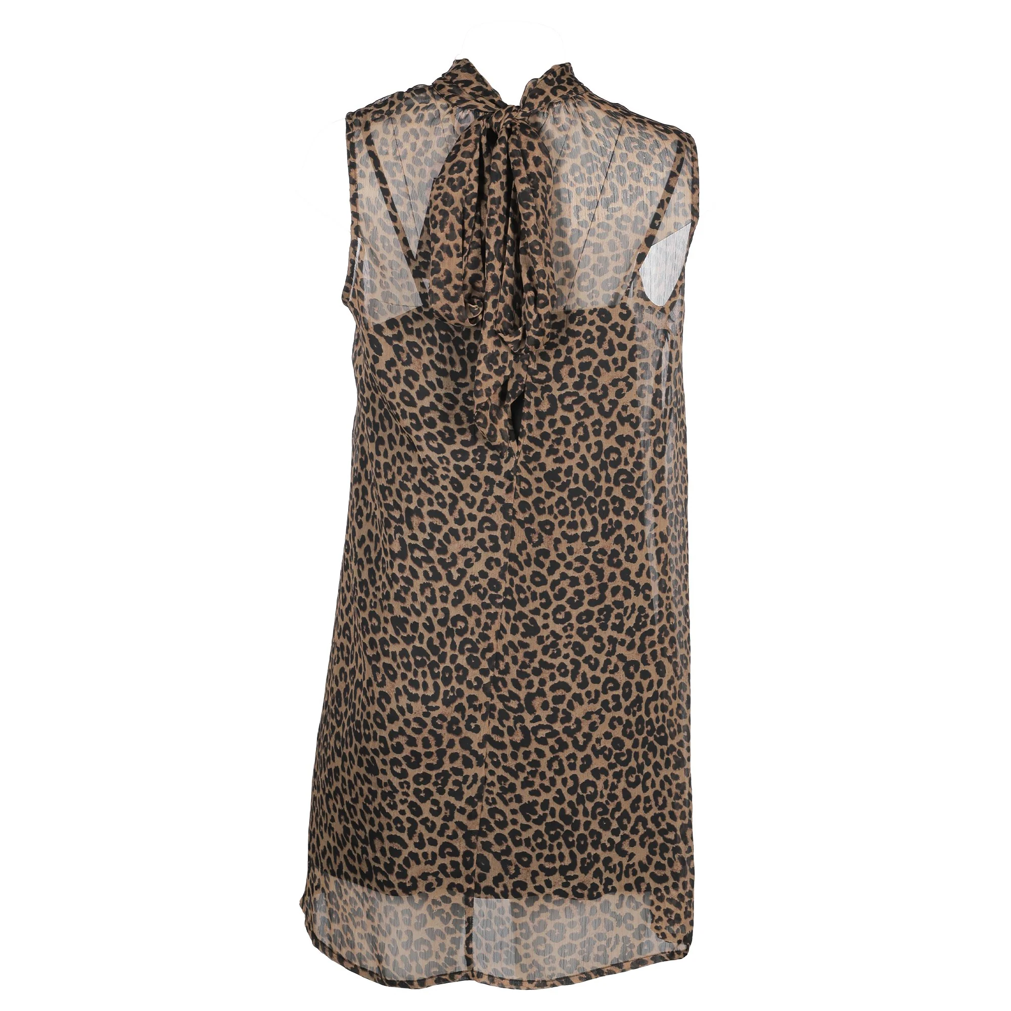 Robe courte à col noué - Marron - Image 4
