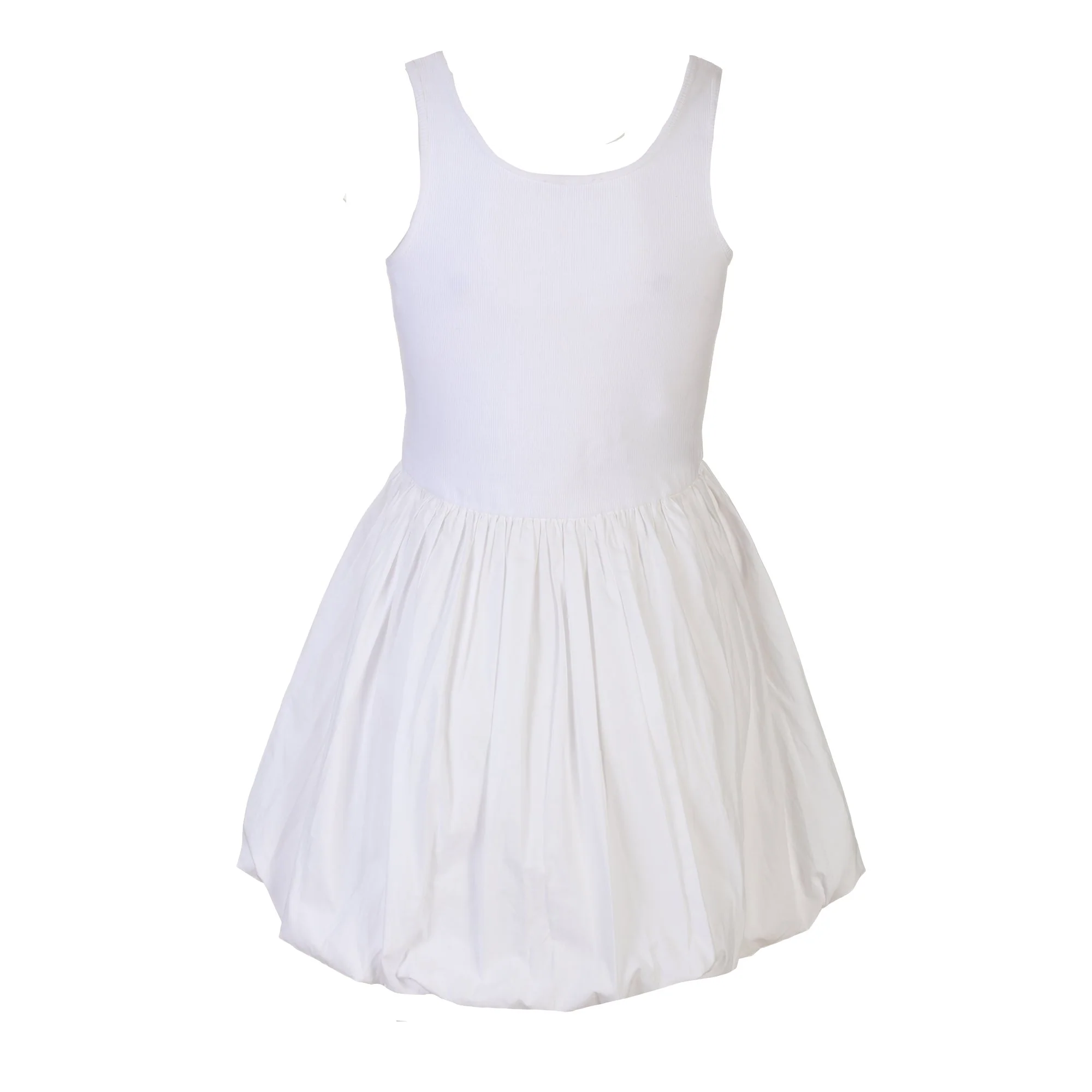 Robe courte boule bi-matière - Blanc - Image 2