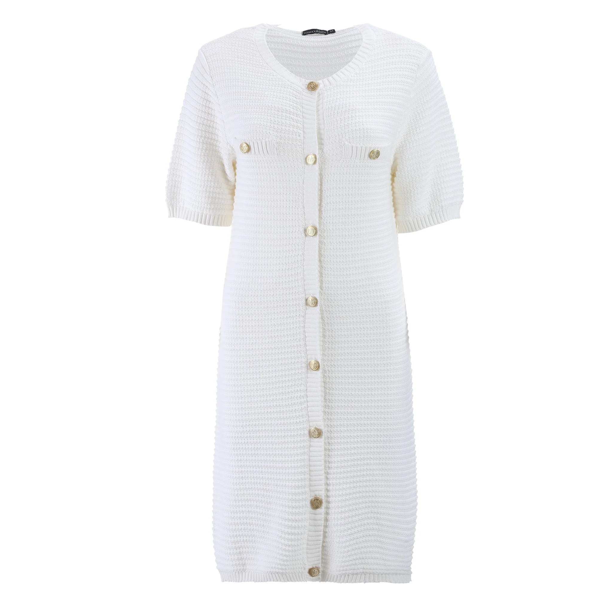 Robe en Maille - Blanc - Image 3