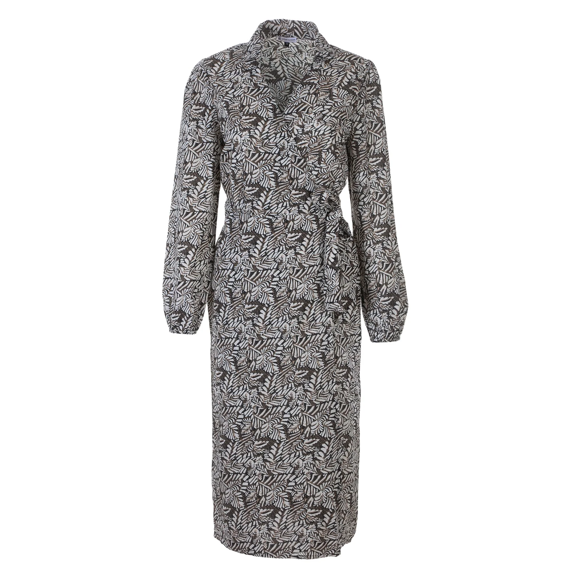 Robe longue ceinturée - Noir - Image 4
