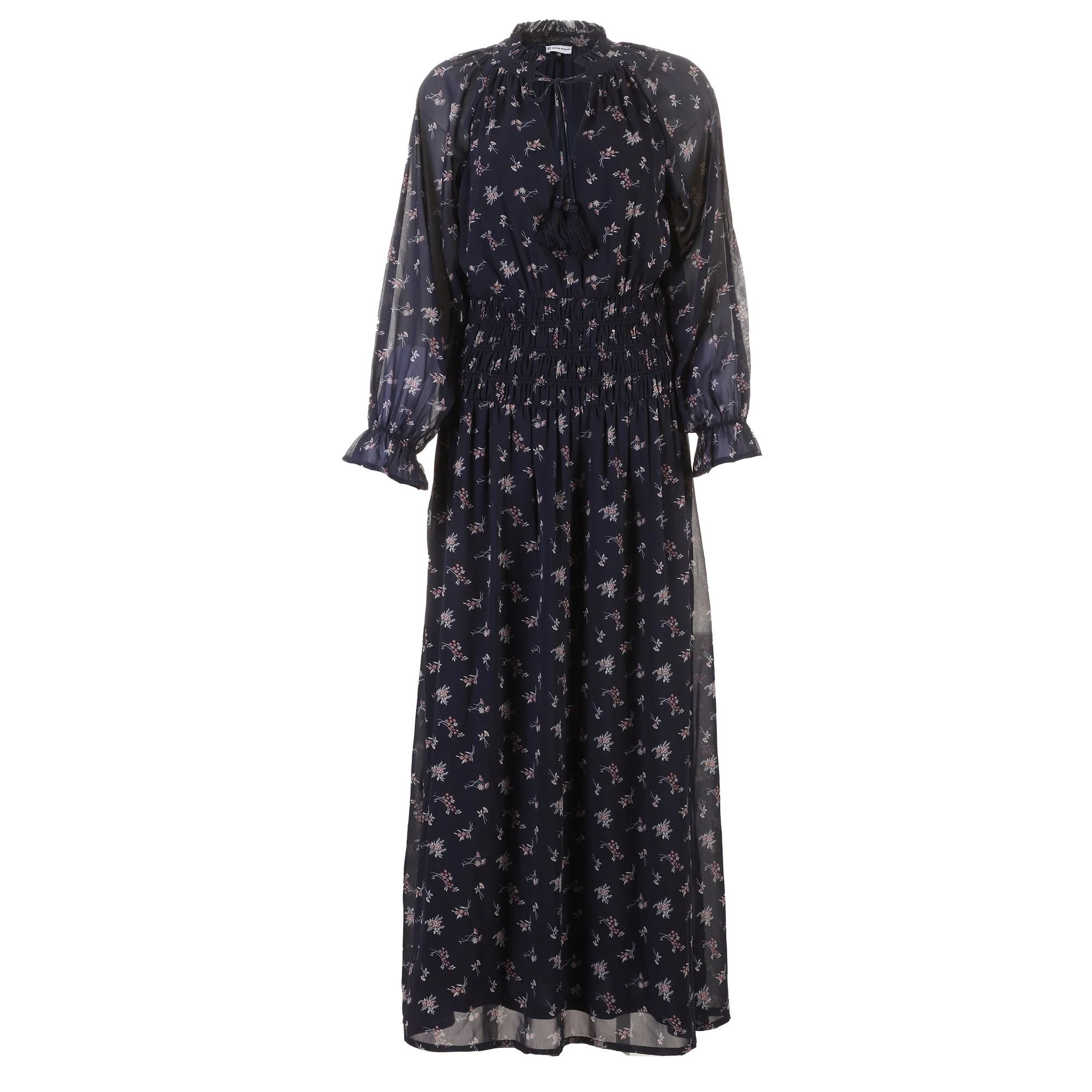 Robe longue imprimée  - Bleu foncé