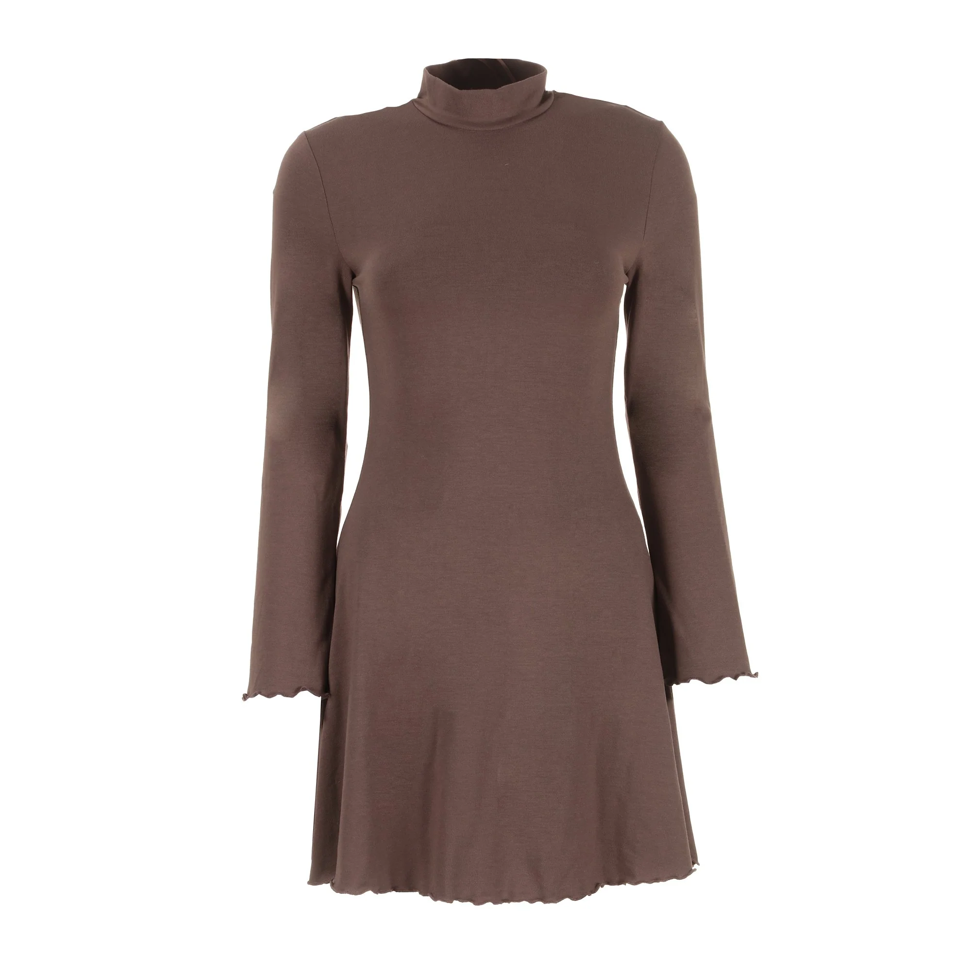 Robe patineuse en maille  - Marron