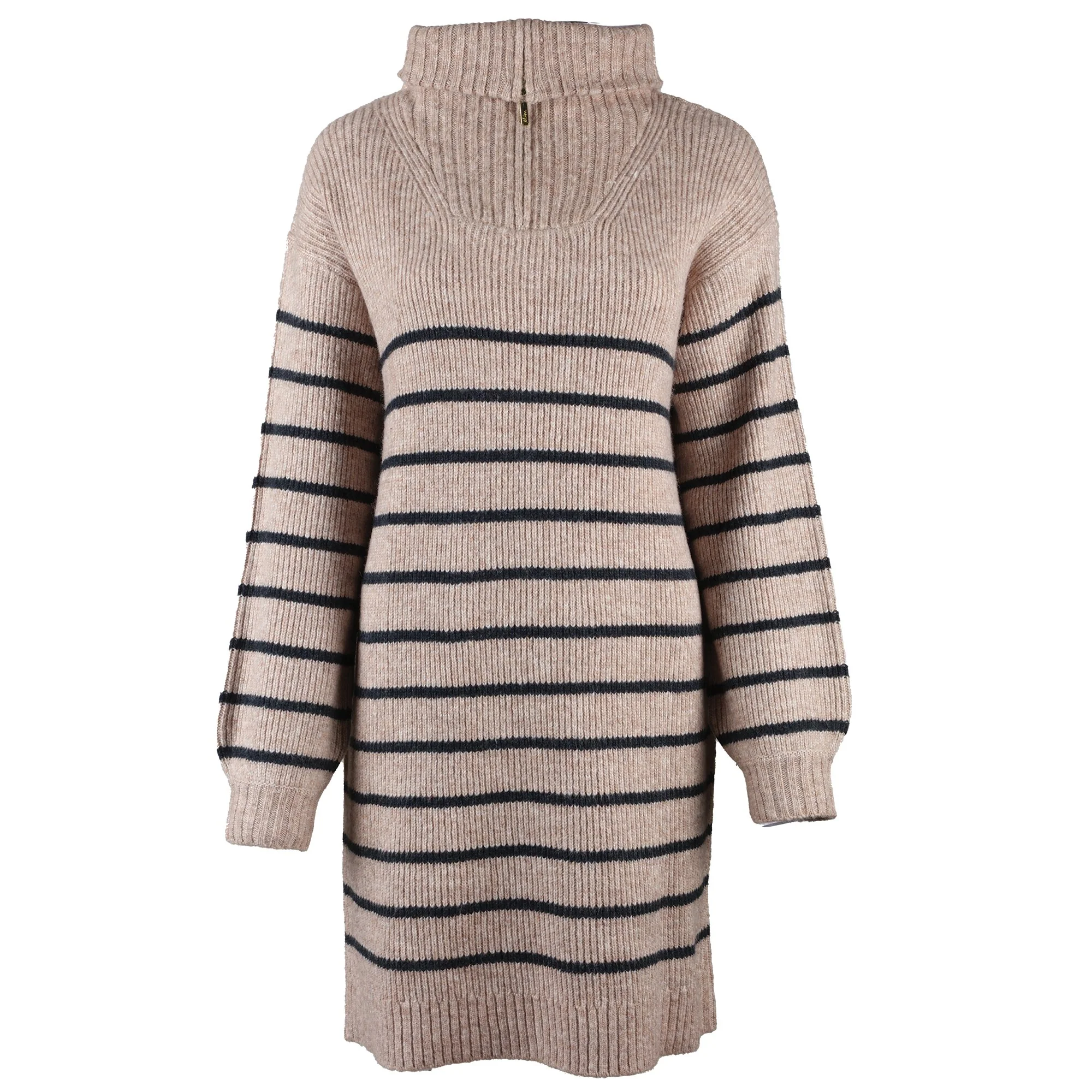 Robe rayée col camionneur - Beige