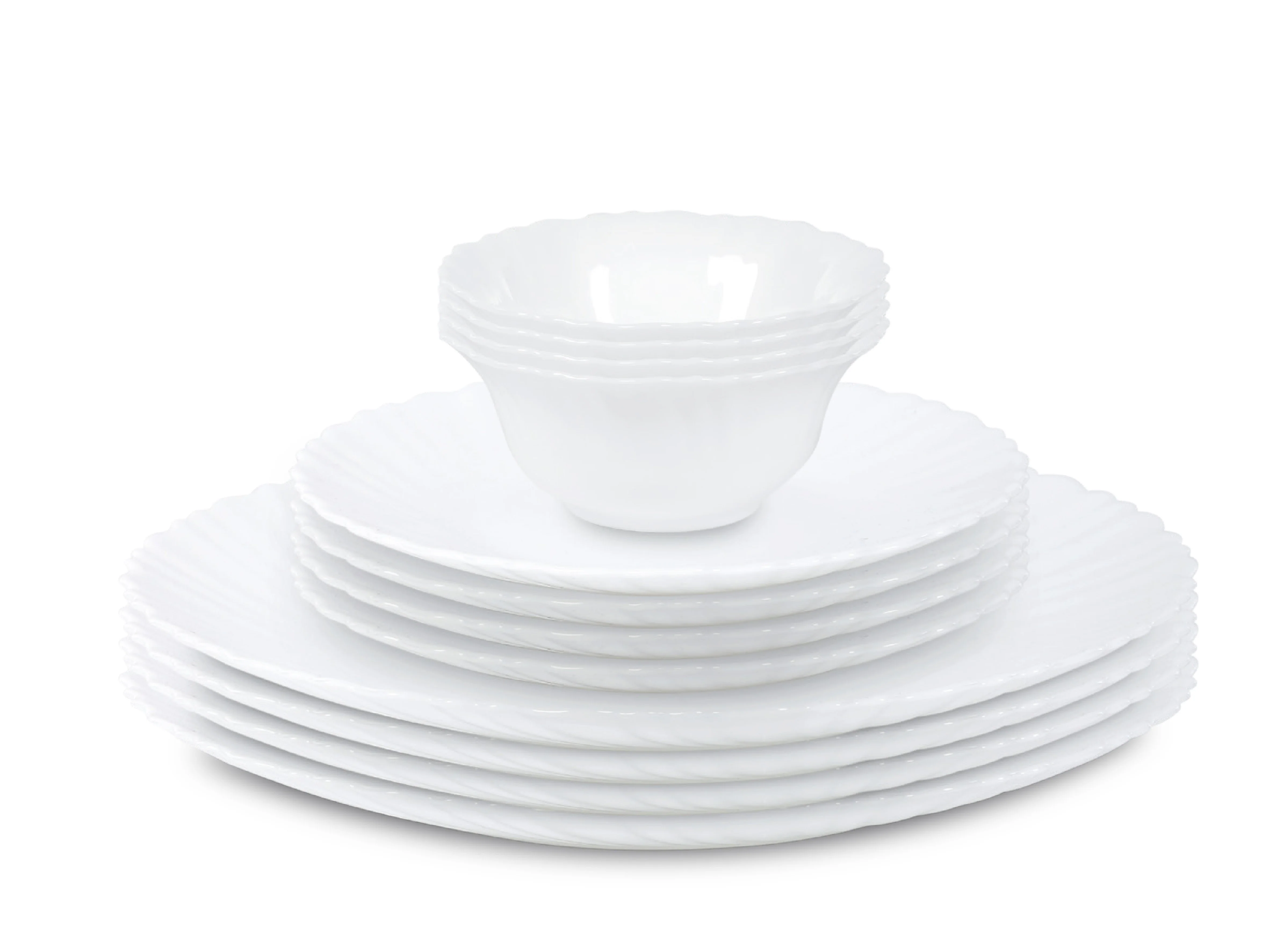 Service de table 12 pièces en opale blanc