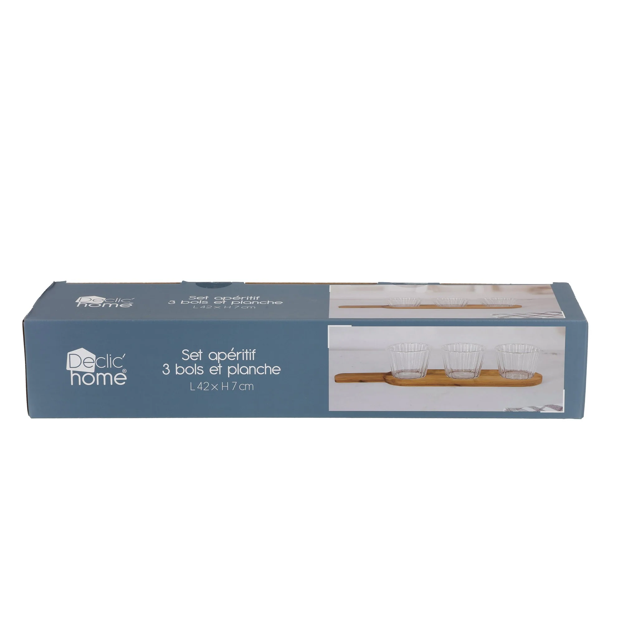 SET APERITIF 4PCS BOLS EN VERRE STRIEES AVEC PLANCHE